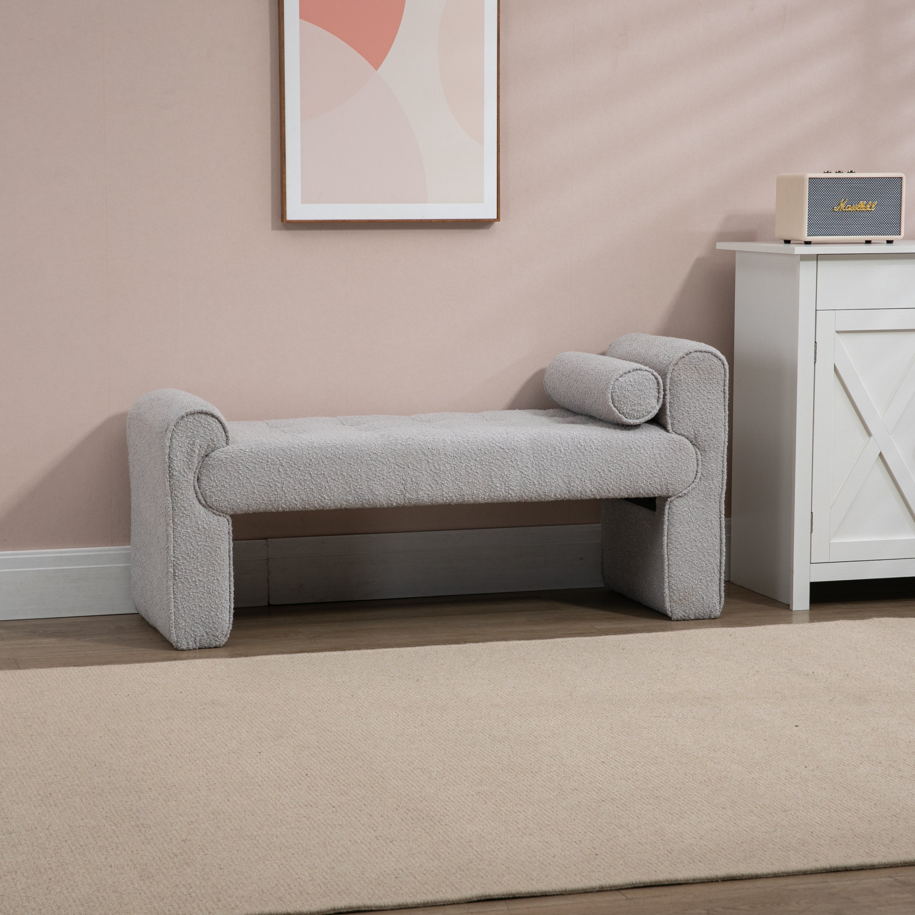 Modern Ottoman Bench - Light Gray
