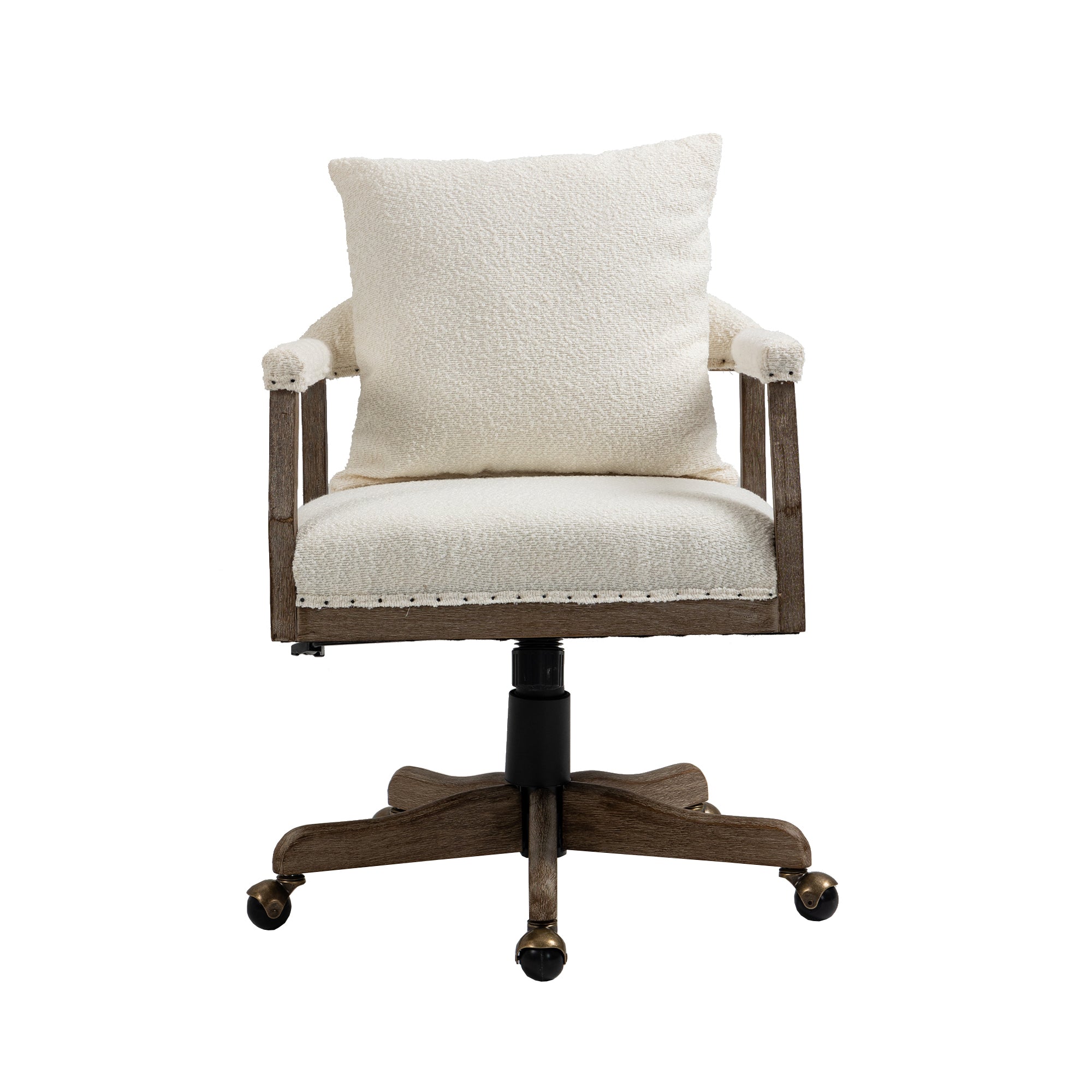 Office Chair Adjustable Swivel Chair Fabric Seat Home Study Chair - Beige