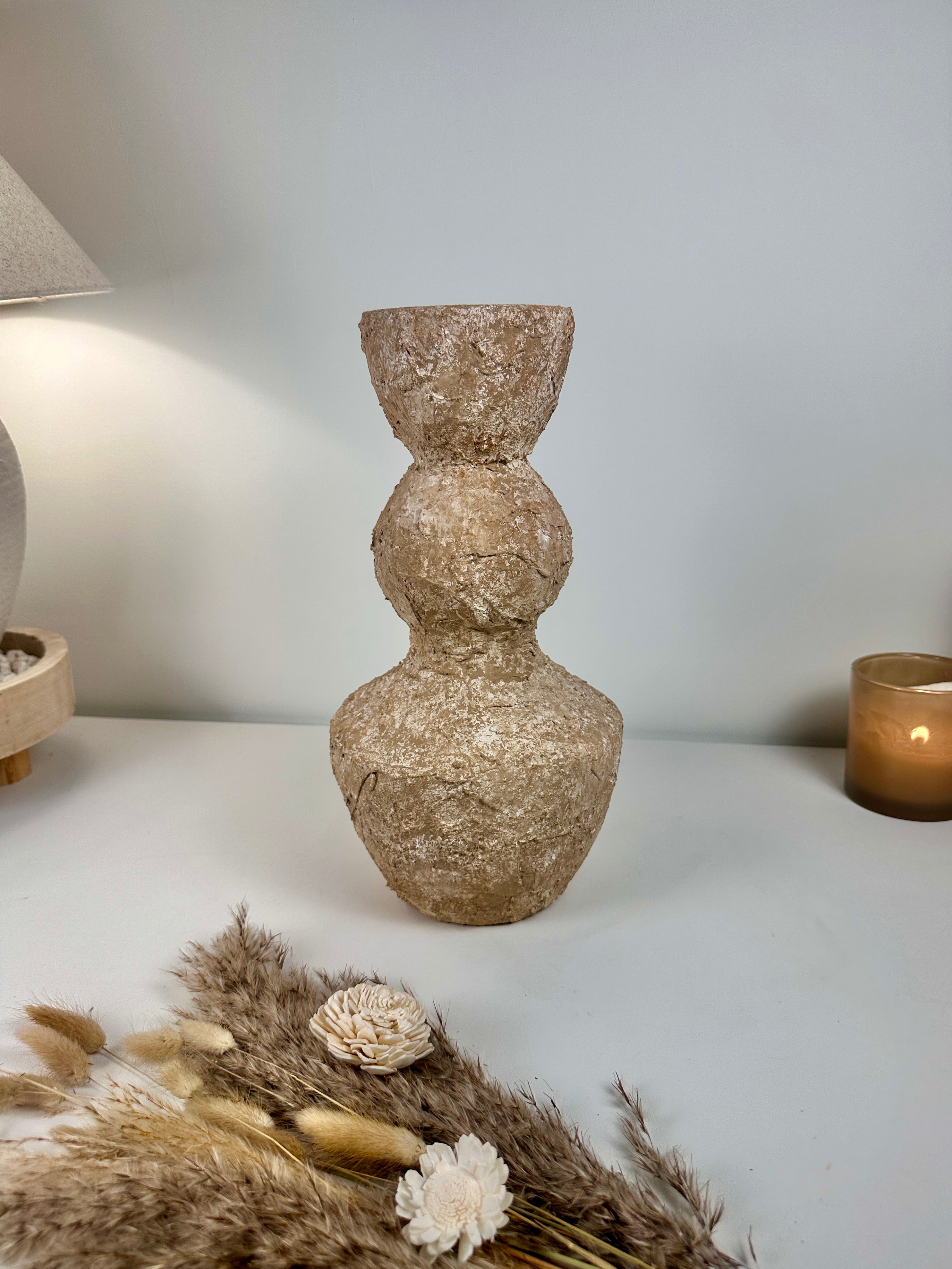 Minimalist Distressed Brown Washed Vase 14"