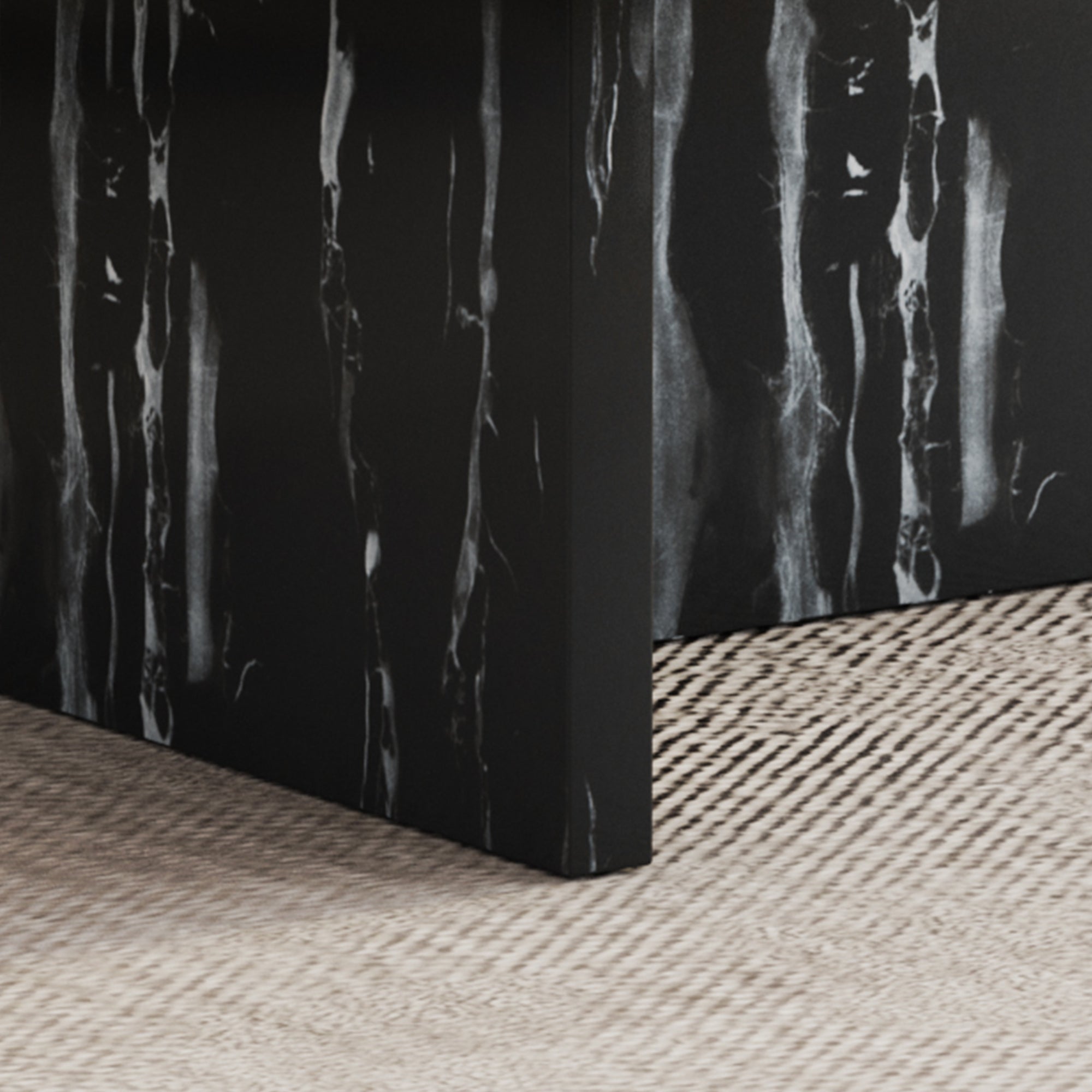 Modern Circular Coffee Table with Texture - Black