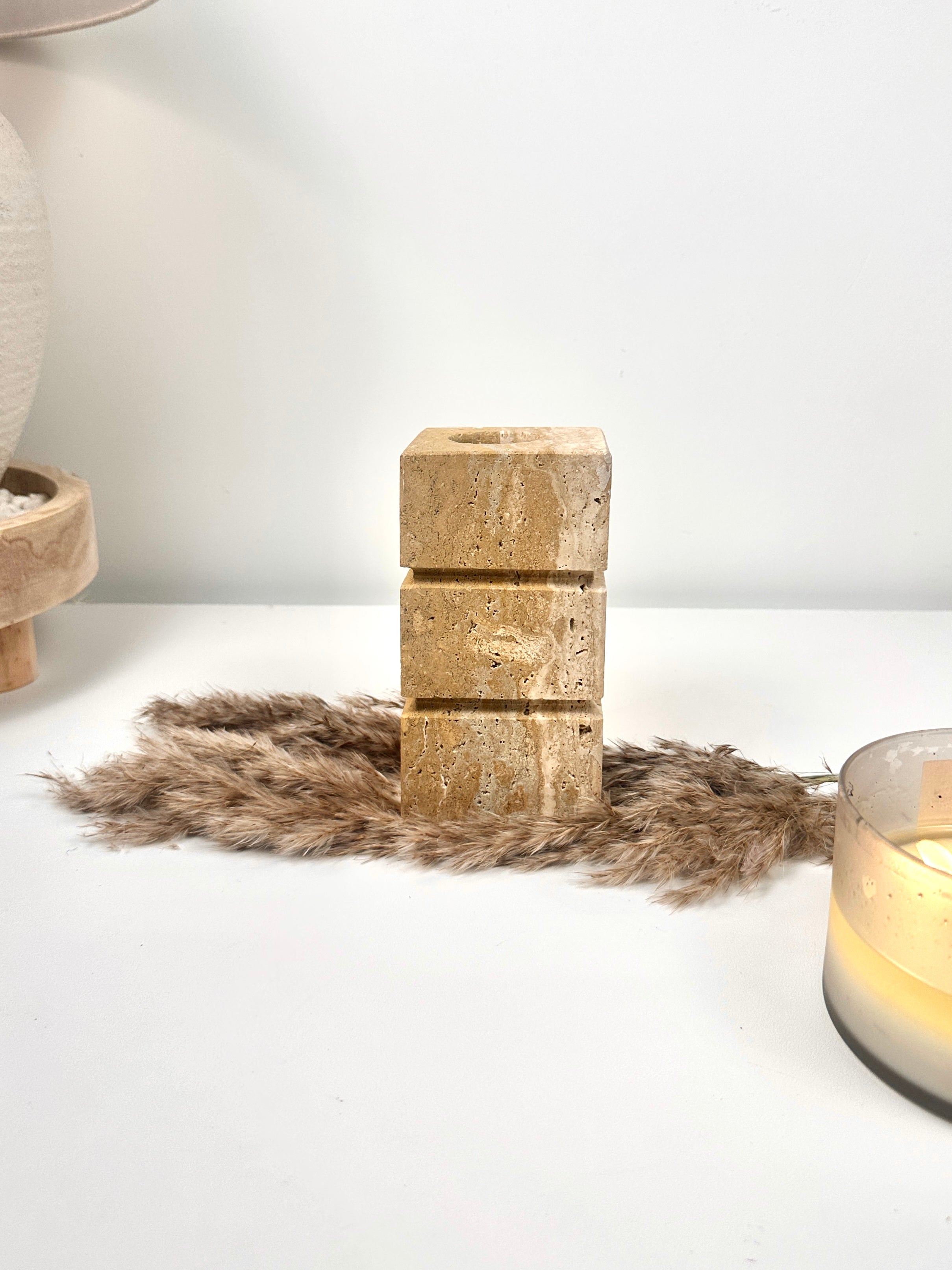 Handcrafted Organic Natural Stone Vase 6“ - Beige & Tan