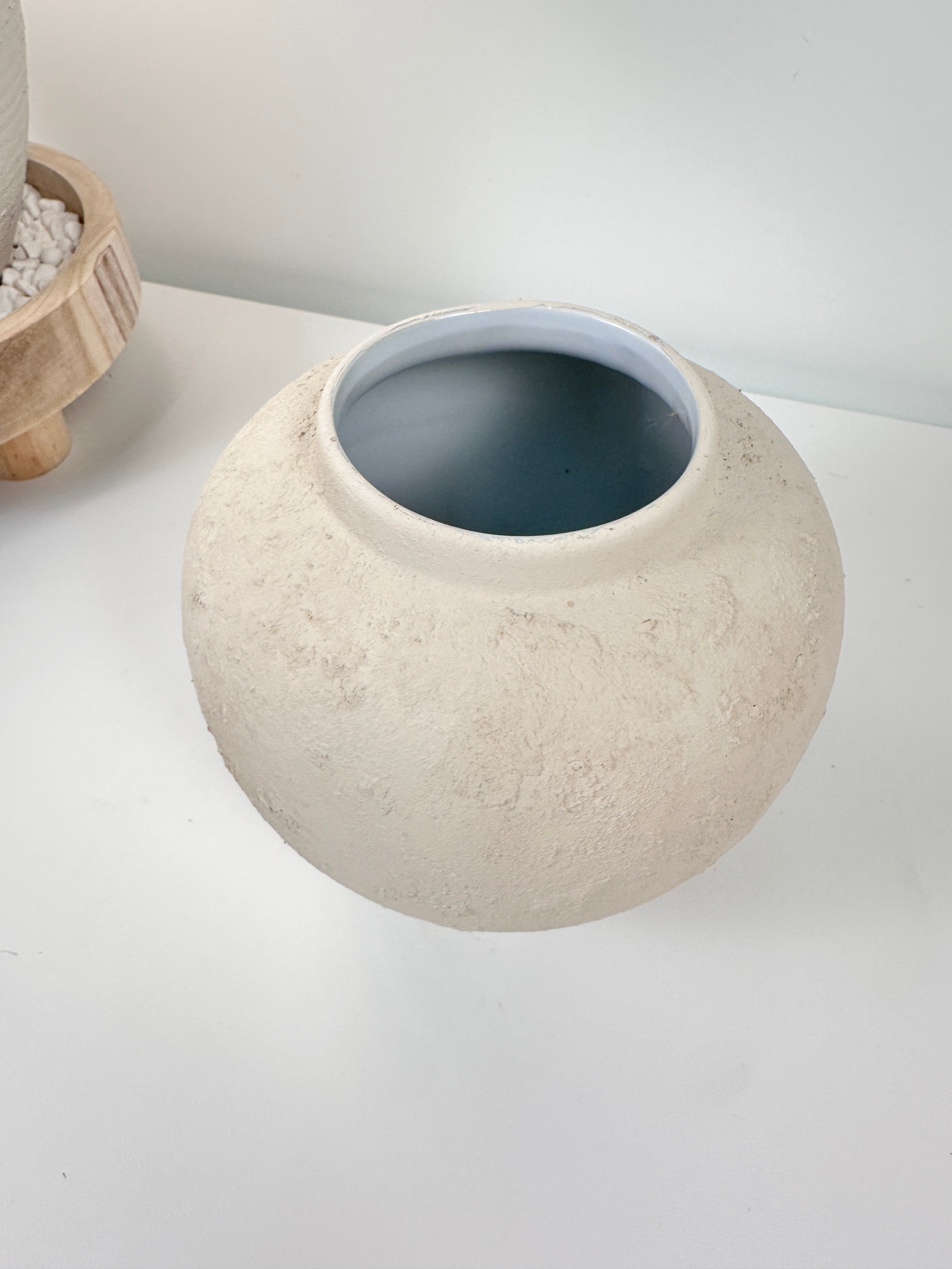 Minimalist Hand-Painted Textured Vase - French Linen Beige color 7.5” tall