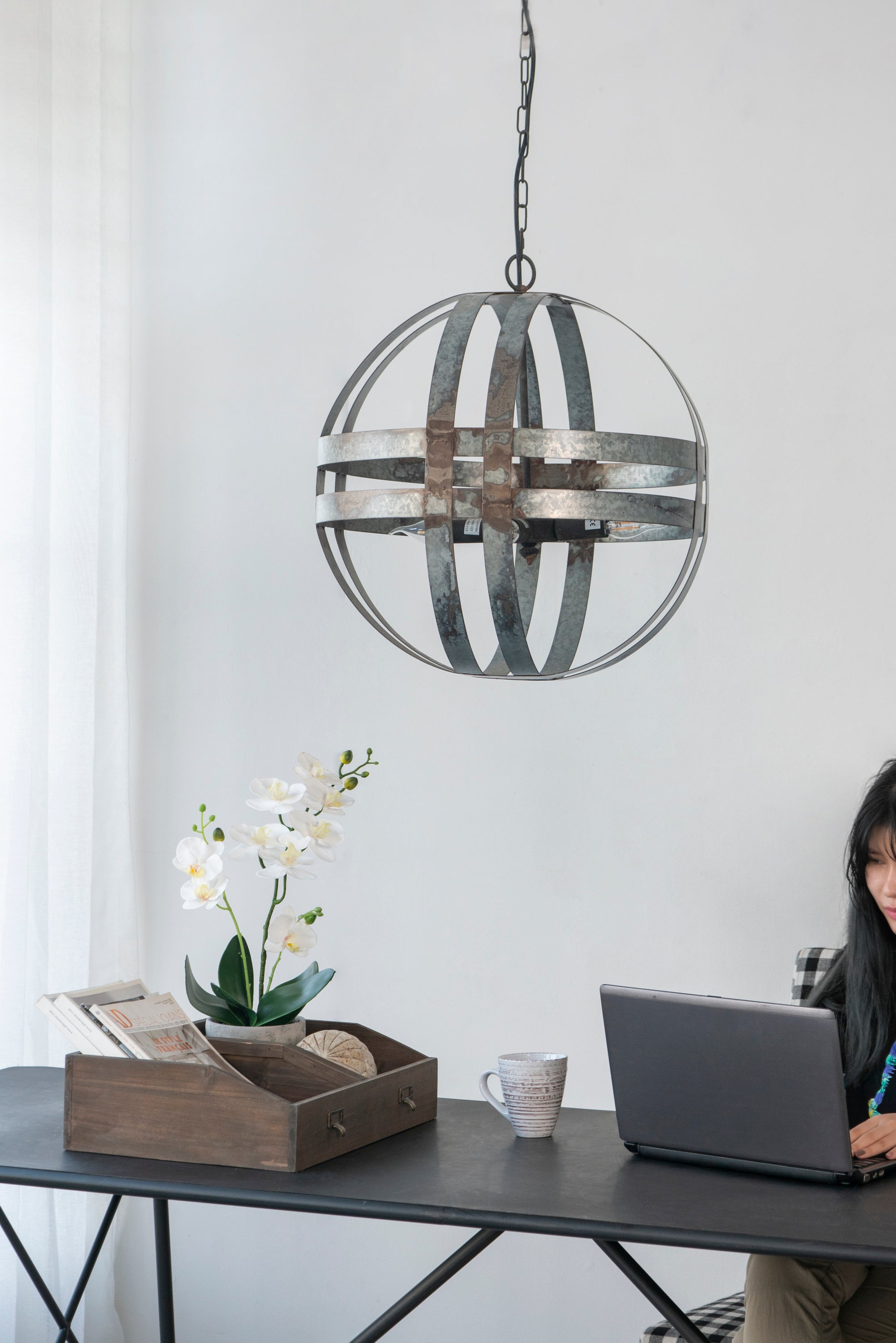 Urban 4-Light Galvanized Chandelier - Grey