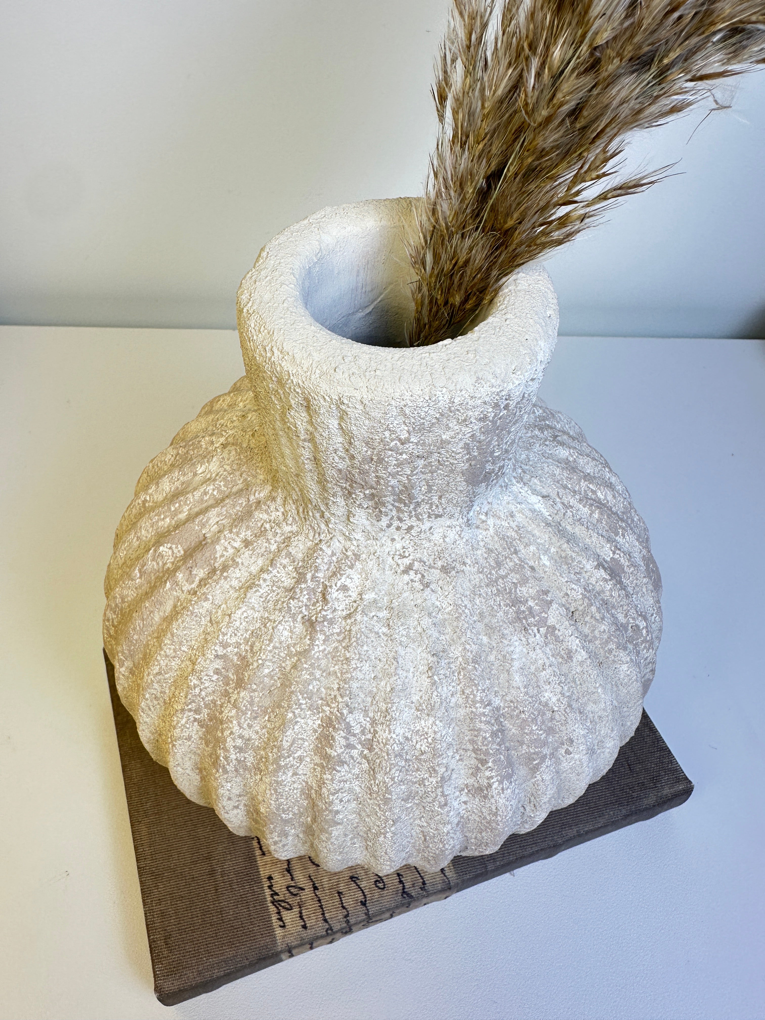 Handmade Decorative Ceramic Vase 8” tall - beige washed