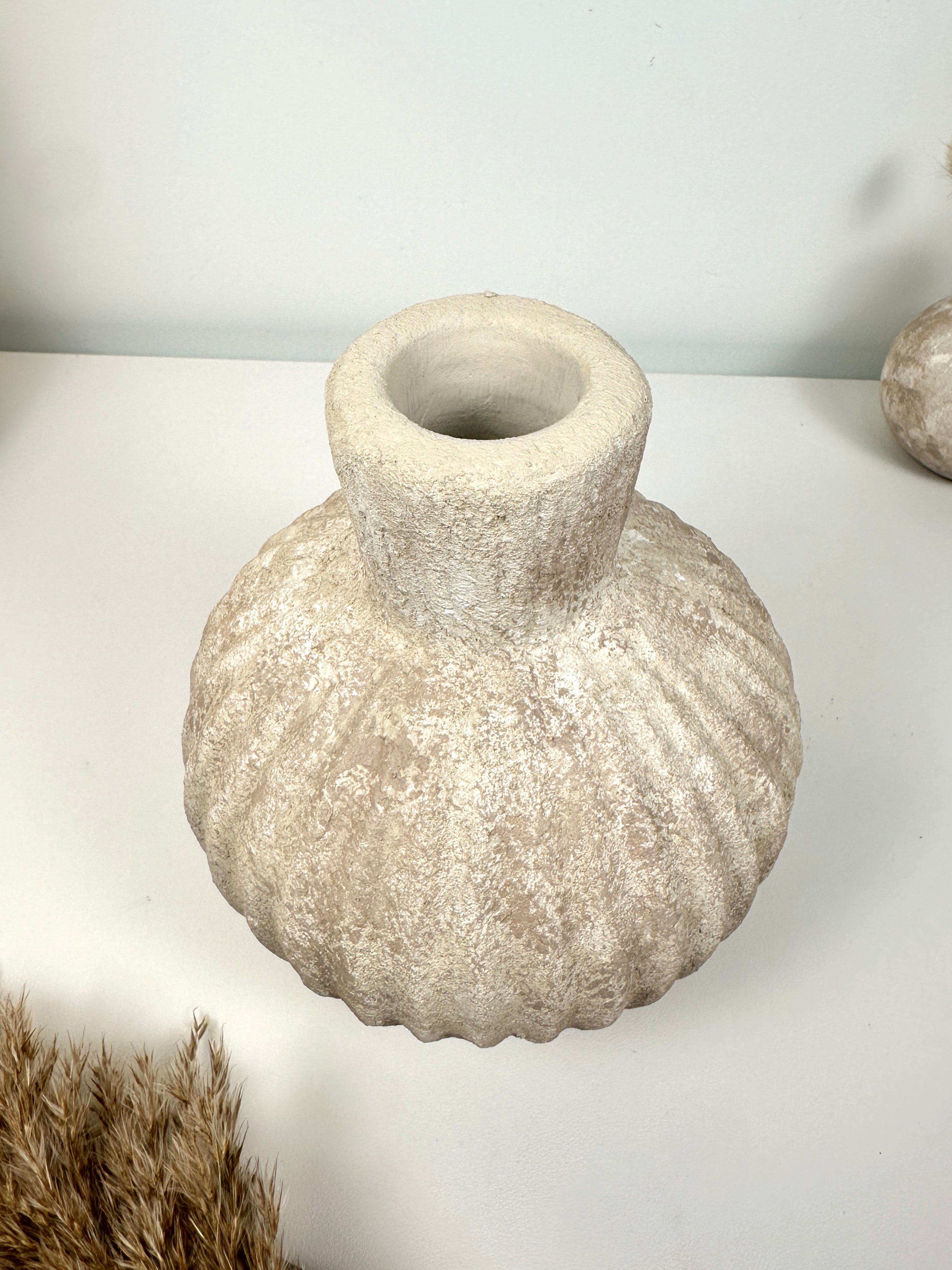 Handmade Decorative Ceramic Vase 8” tall - beige washed