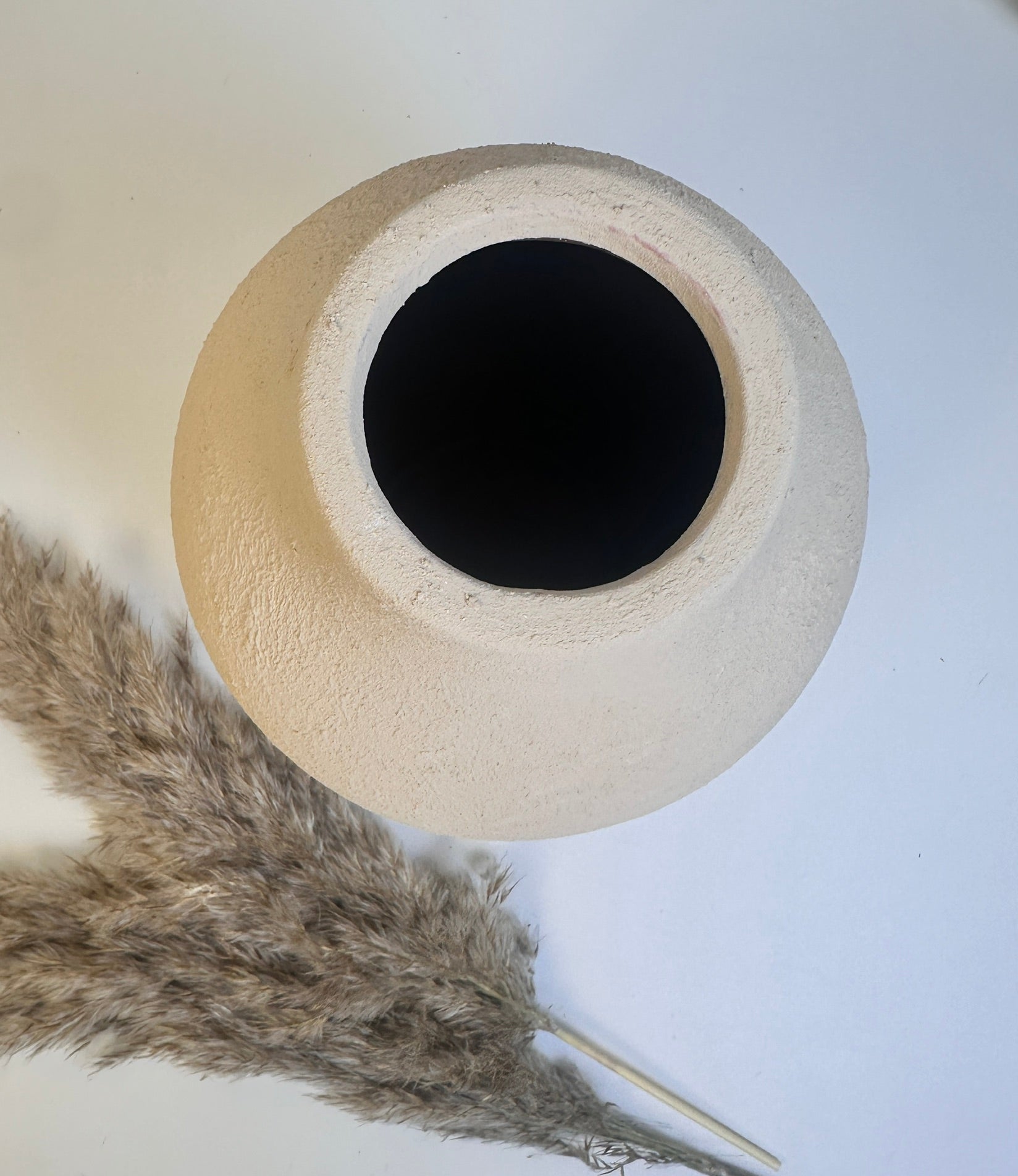 Minimalist Textured and Hand-Painted Ceramic Vase 10.5" tall -  Sand Tan