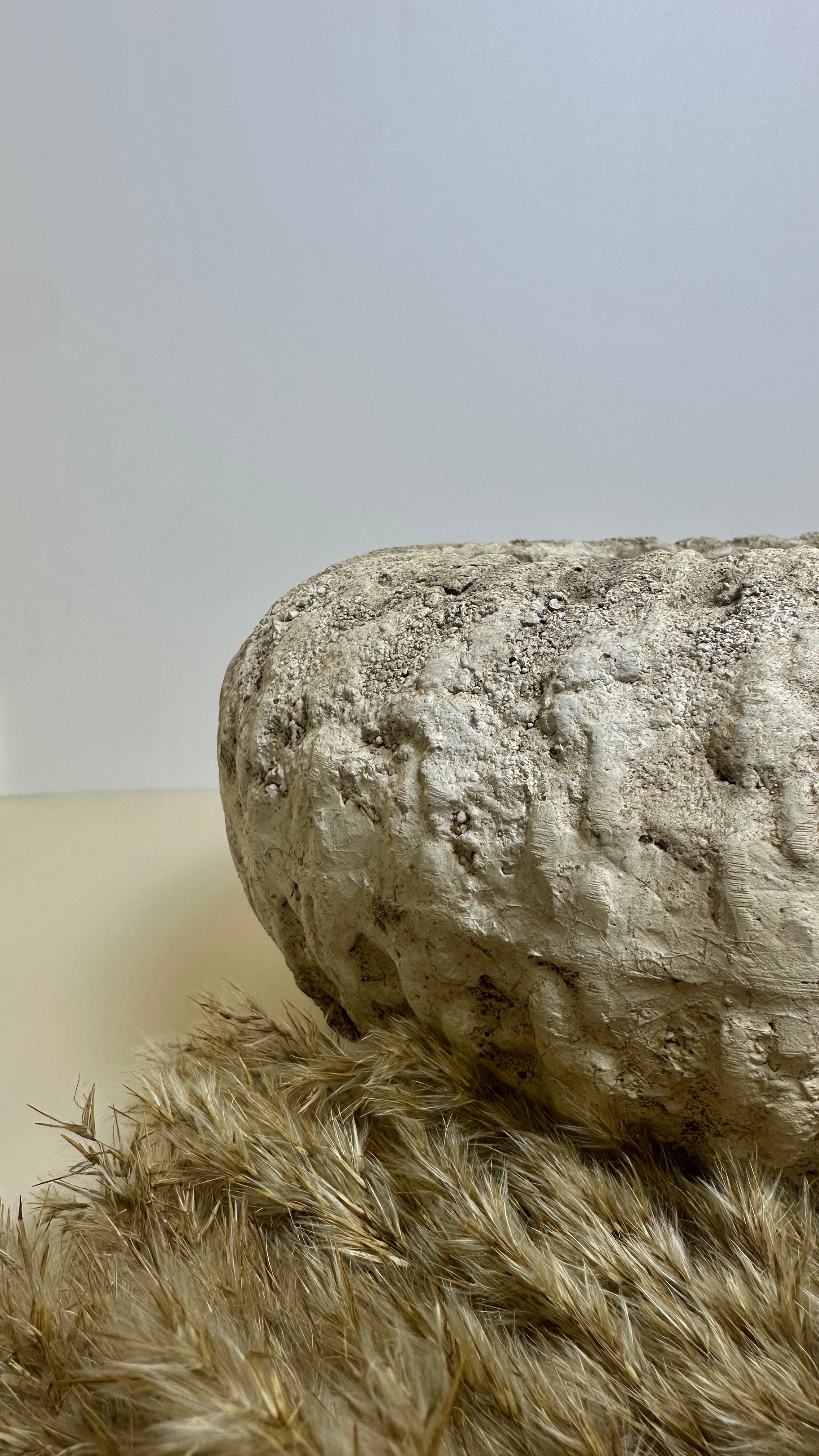 Rustic terracotta concrete bowl planter vase natural finish