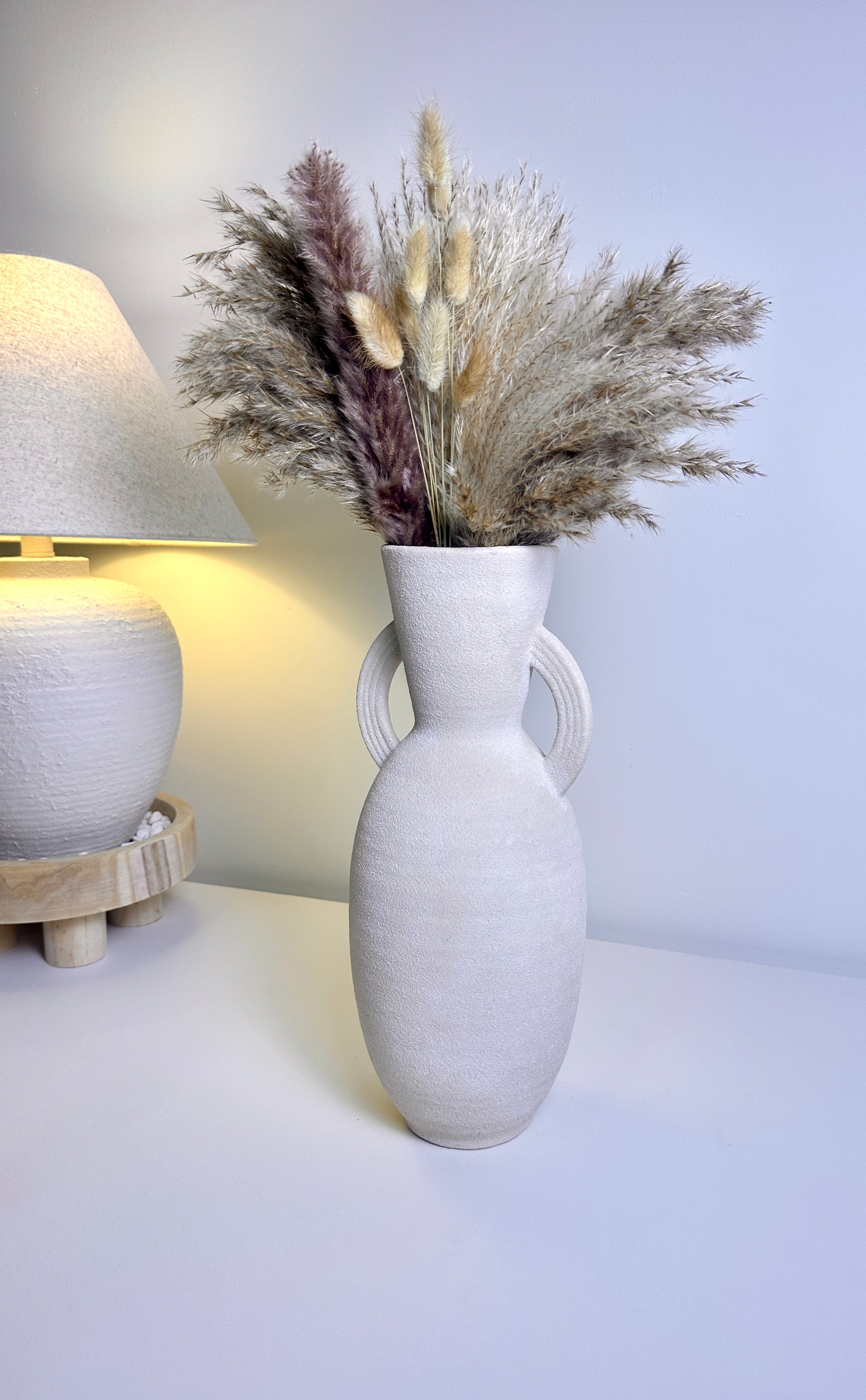 Minimalist Textured Roman Style Vase 14“ beige