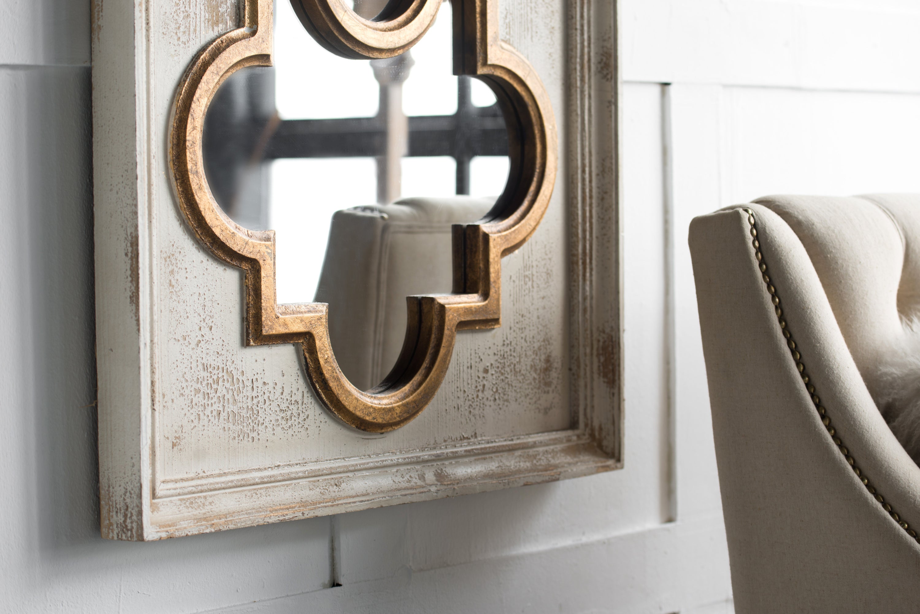 Classically Inspired Henley Decorative Mirror, French Country Style Wall Decor 58"x28" in