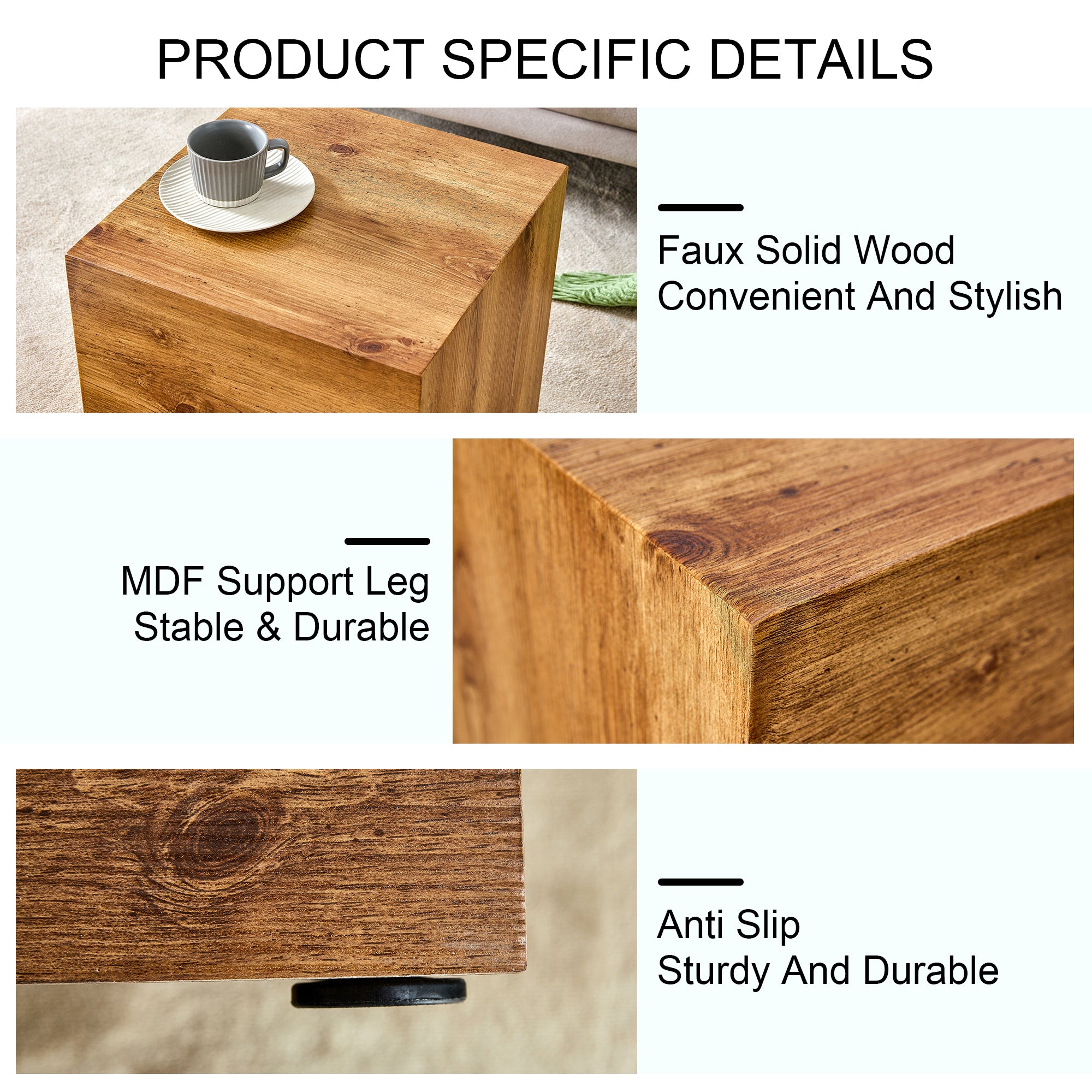 Rustic Minimalist Cube Side Table - Wood