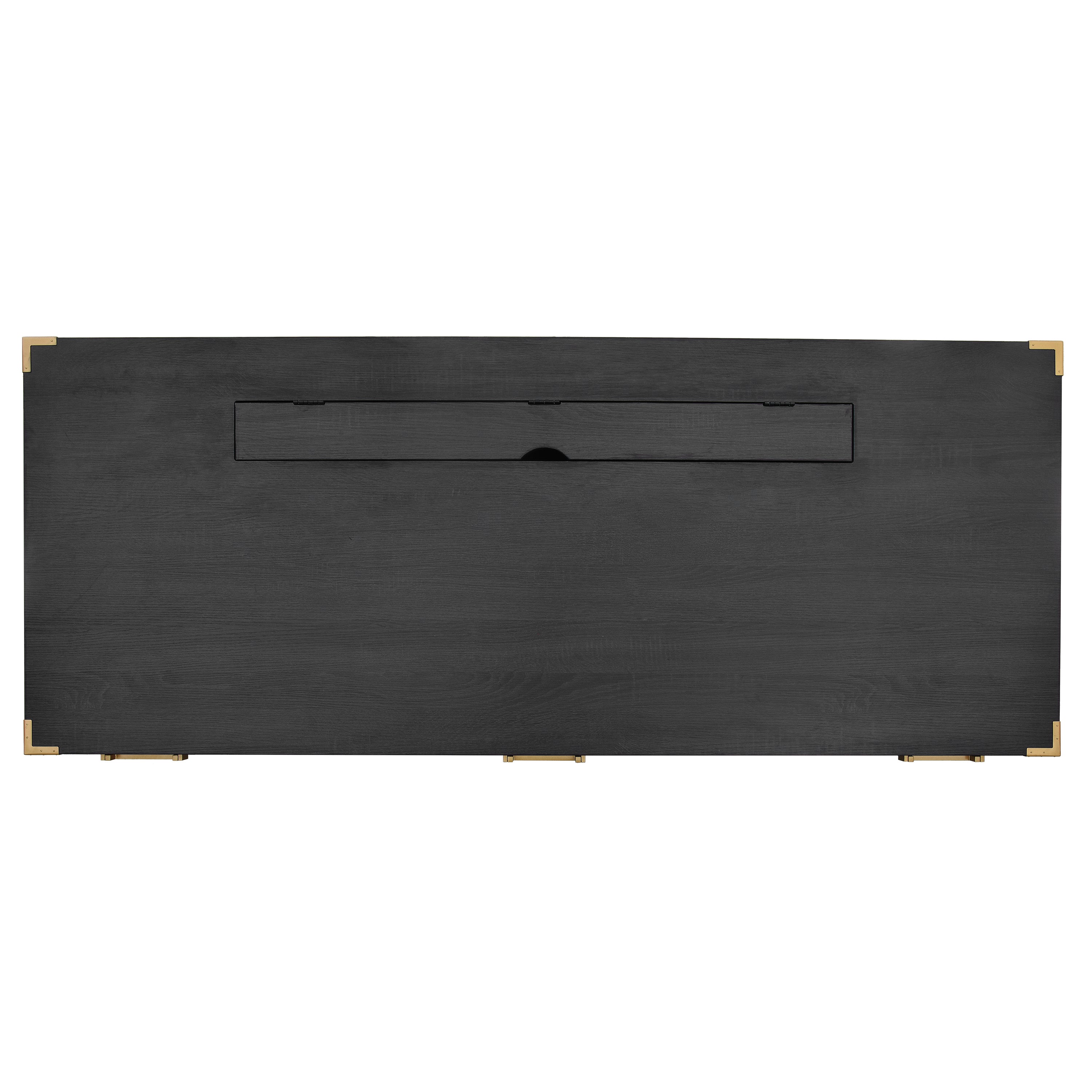 70"Classic and Traditional Executive Desk with Metal Edge Trim - Black