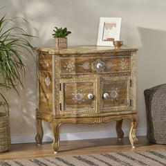 Rustic Wooden Cabinet 1 Drawer 2 Door Cabinet - Natural Wood