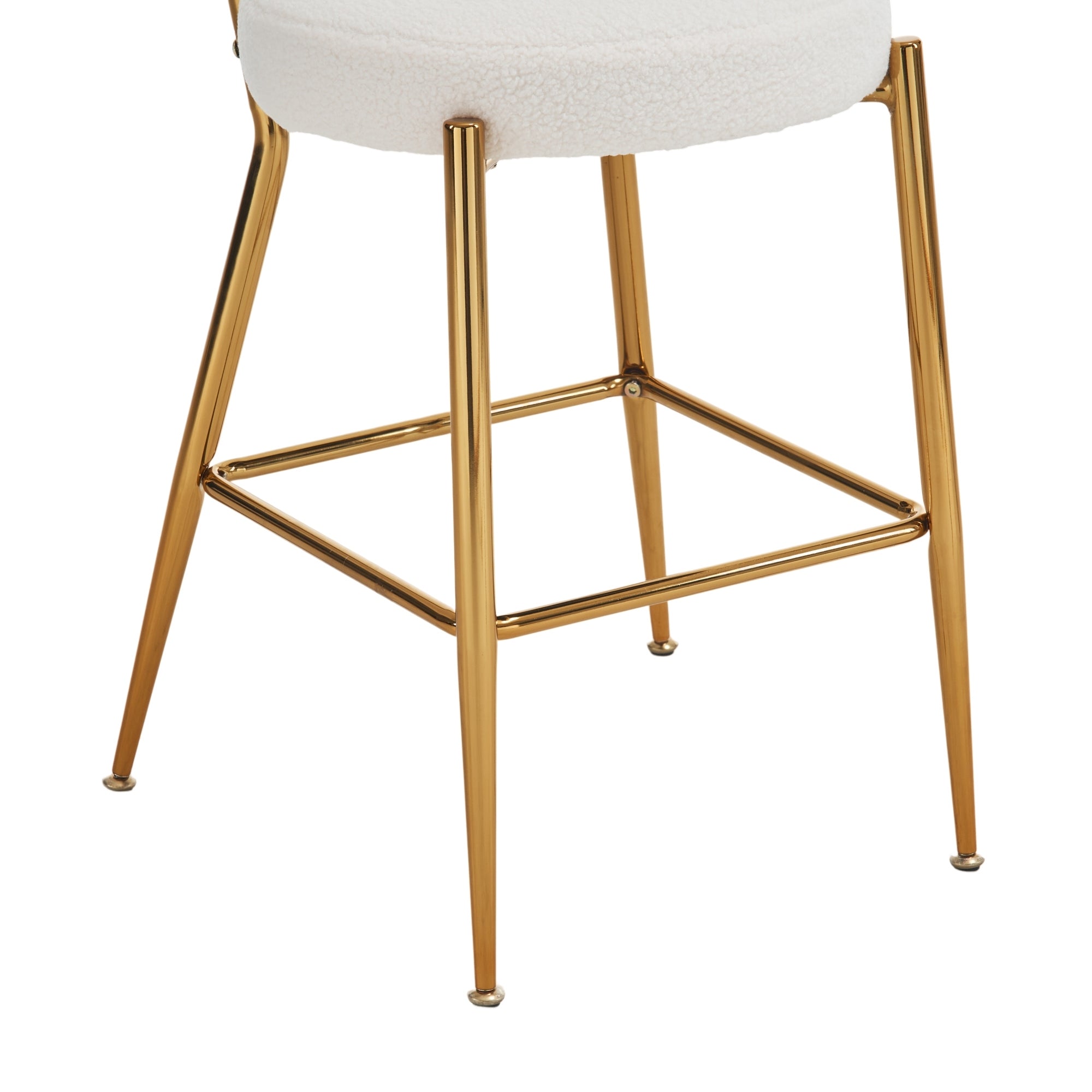 Set of 4 Modern Teddy Fabric Upholstered Bar Stools, Metal base high stool - Beige