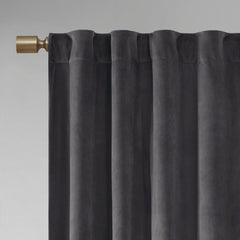 2 panels 37x63" Room Darkening Poly Velvet Rod Pocket/Back Tab Curtain Panel Pair - Charcoal