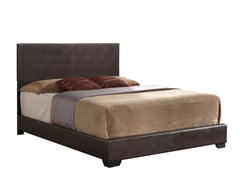 Modern Eastern King Bed - Brown PU
