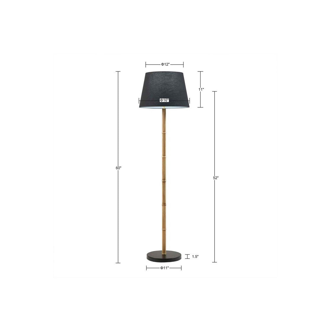 Nassau Metal Bamboo Floor Lamp 59.5"H
