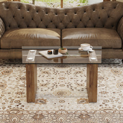 Modern Minimalist Transparent Tempered Glass Coffee Table and Dining Table