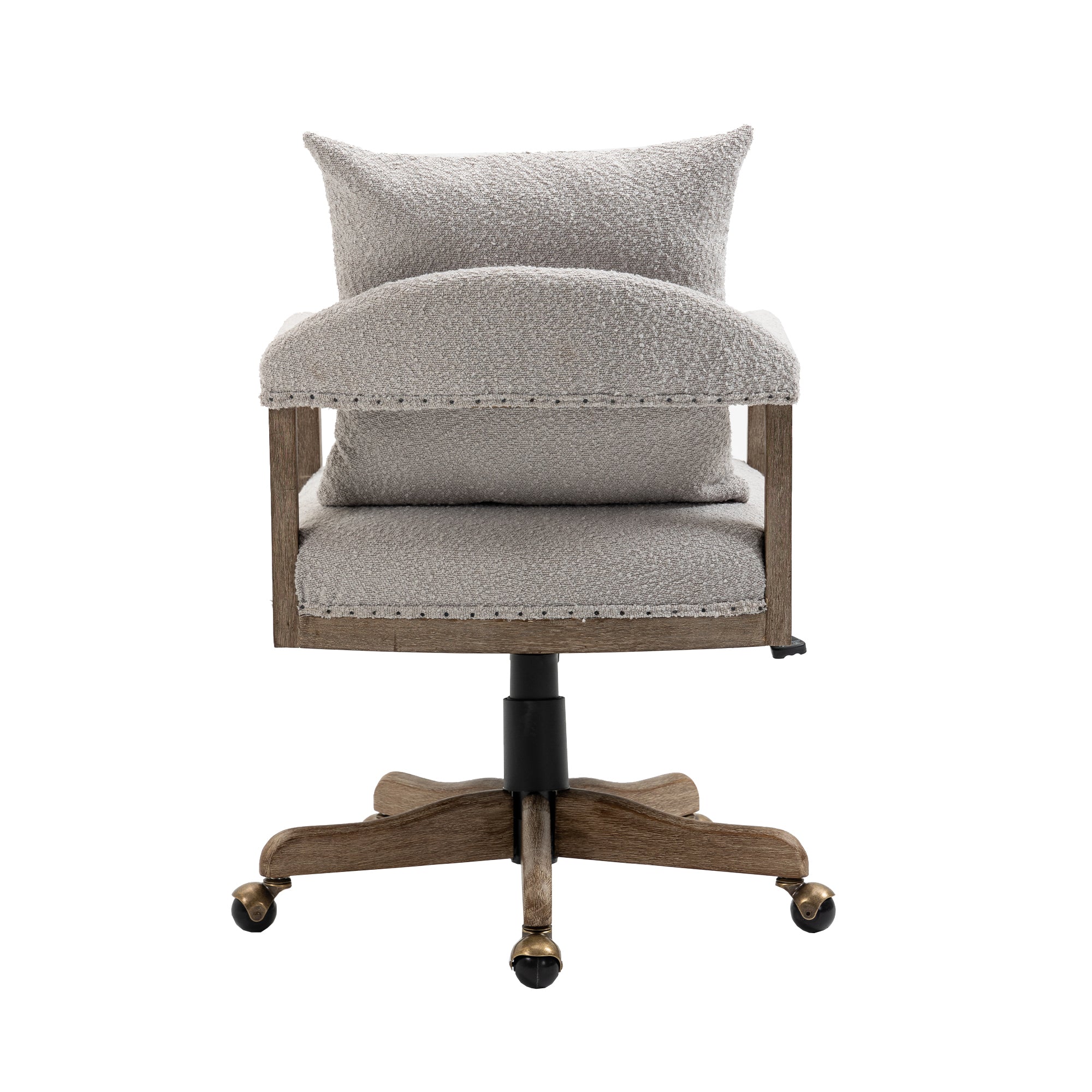 Office Chair Adjustable Swivel Chair Fabric Seat Home Study Chair - Light Gray