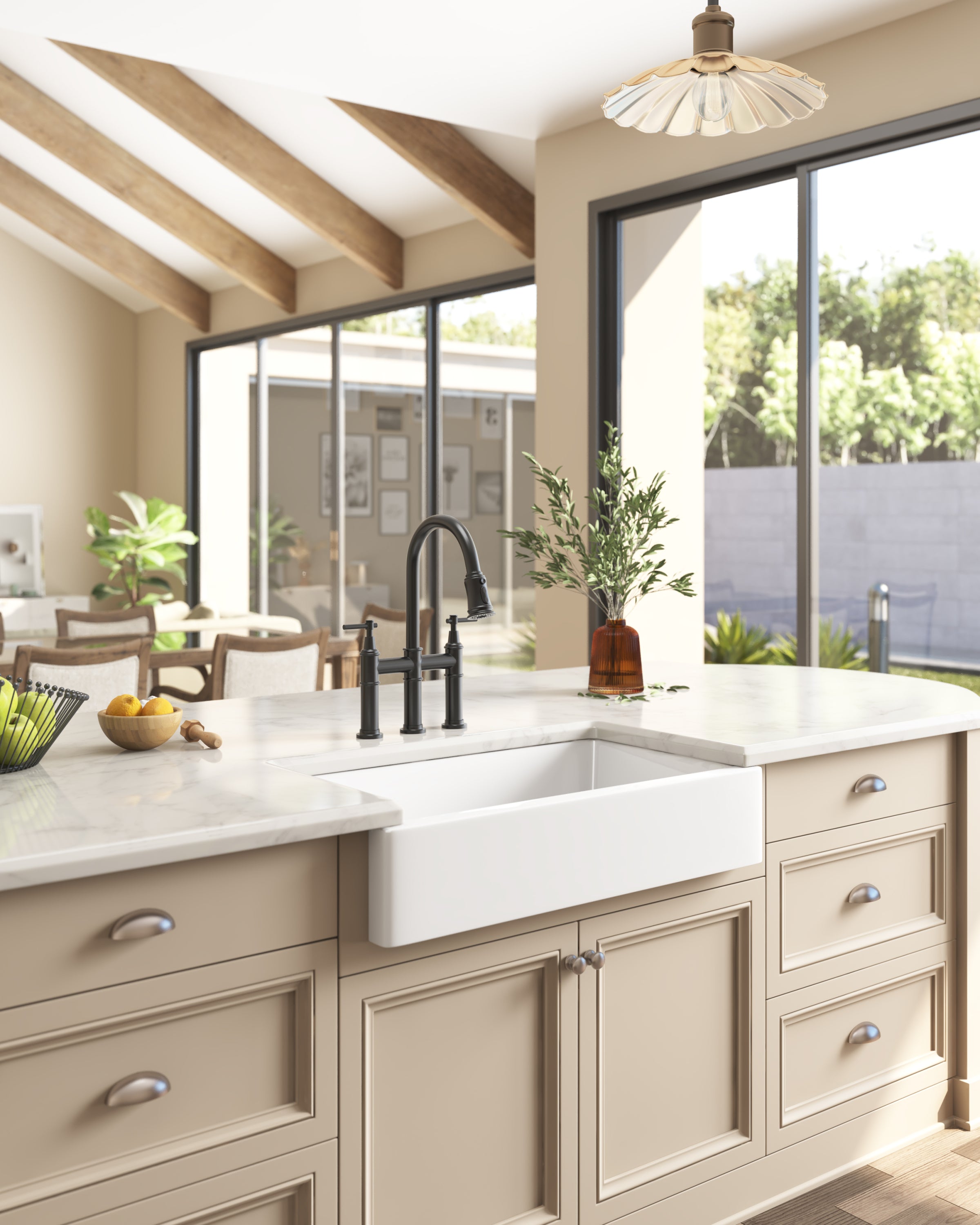 Bridge Kitchen Faucet with Pull-Down Sprayhead in Spot - Matte Black