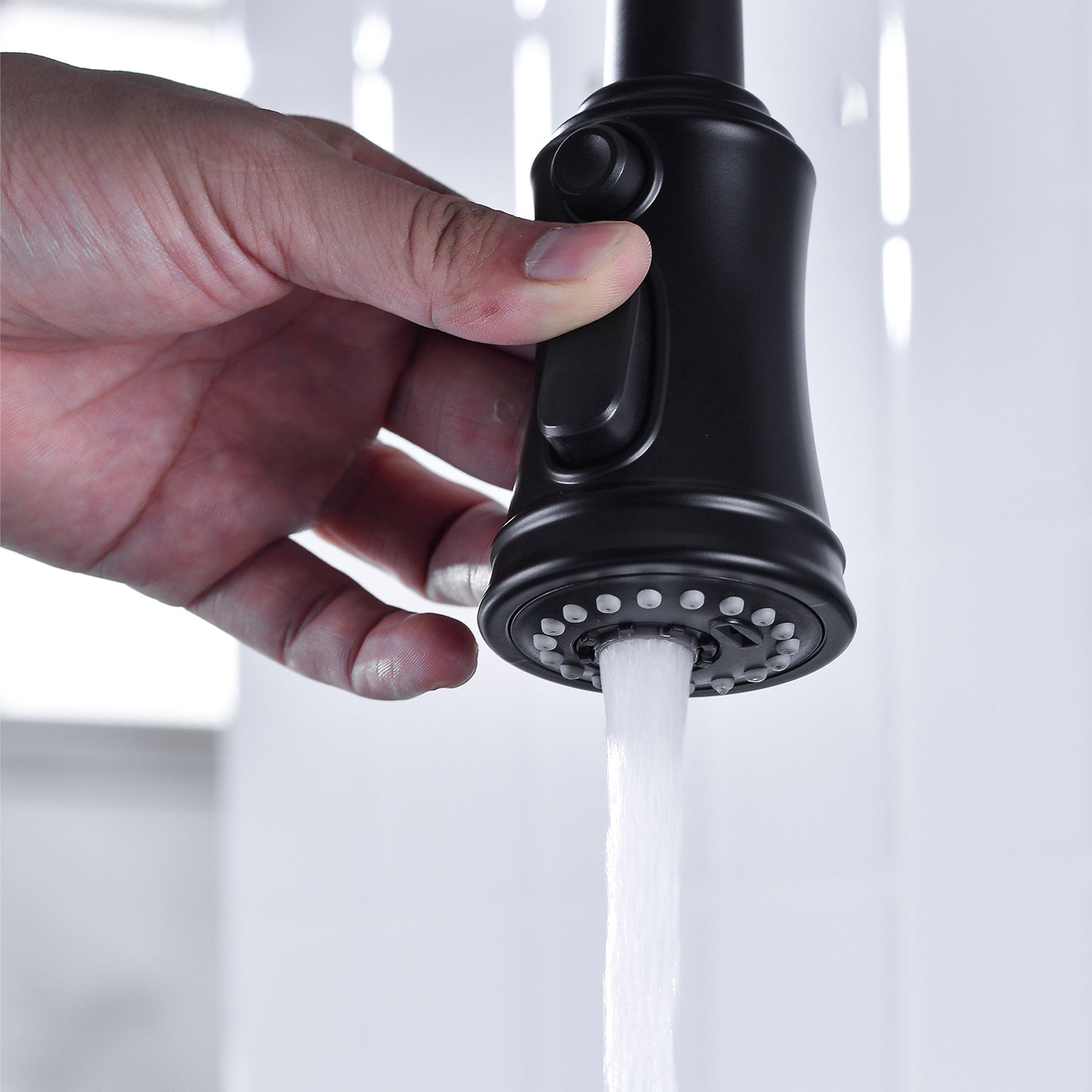 Bridge Kitchen Faucet with Pull-Down Sprayhead in Spot - Matte Black