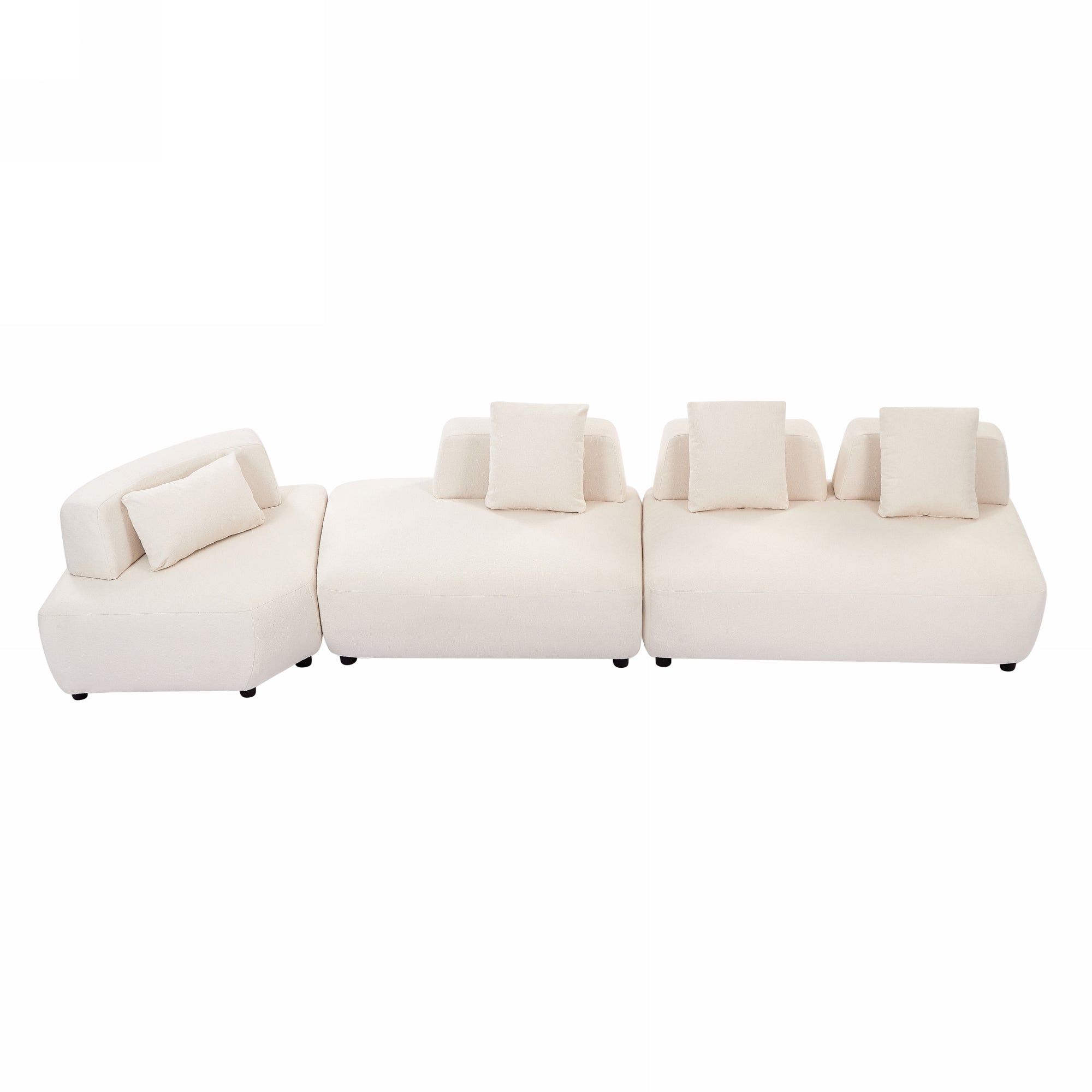 Contemporary 3-piece Sectional Sofa Free Convertible sofa with Four Removable Pillows - Beige