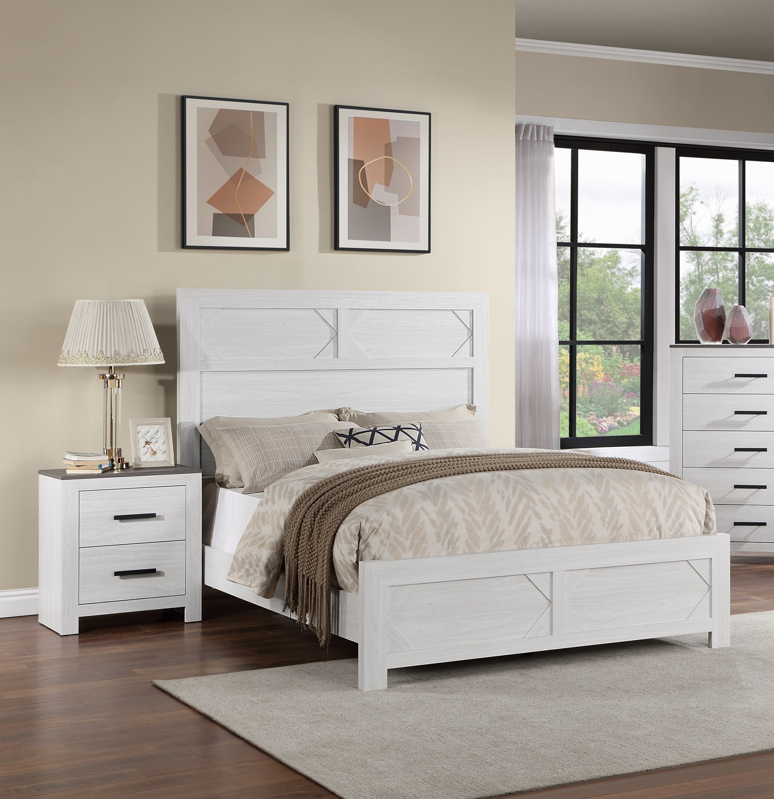 Nightstand 2-Drawers Bedside Table - White