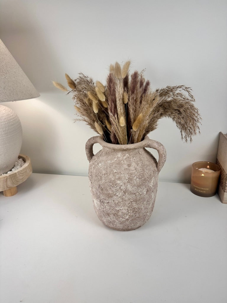 Rustic Minimalist Textured Hand-painted 10.5" tall - Beige washed
