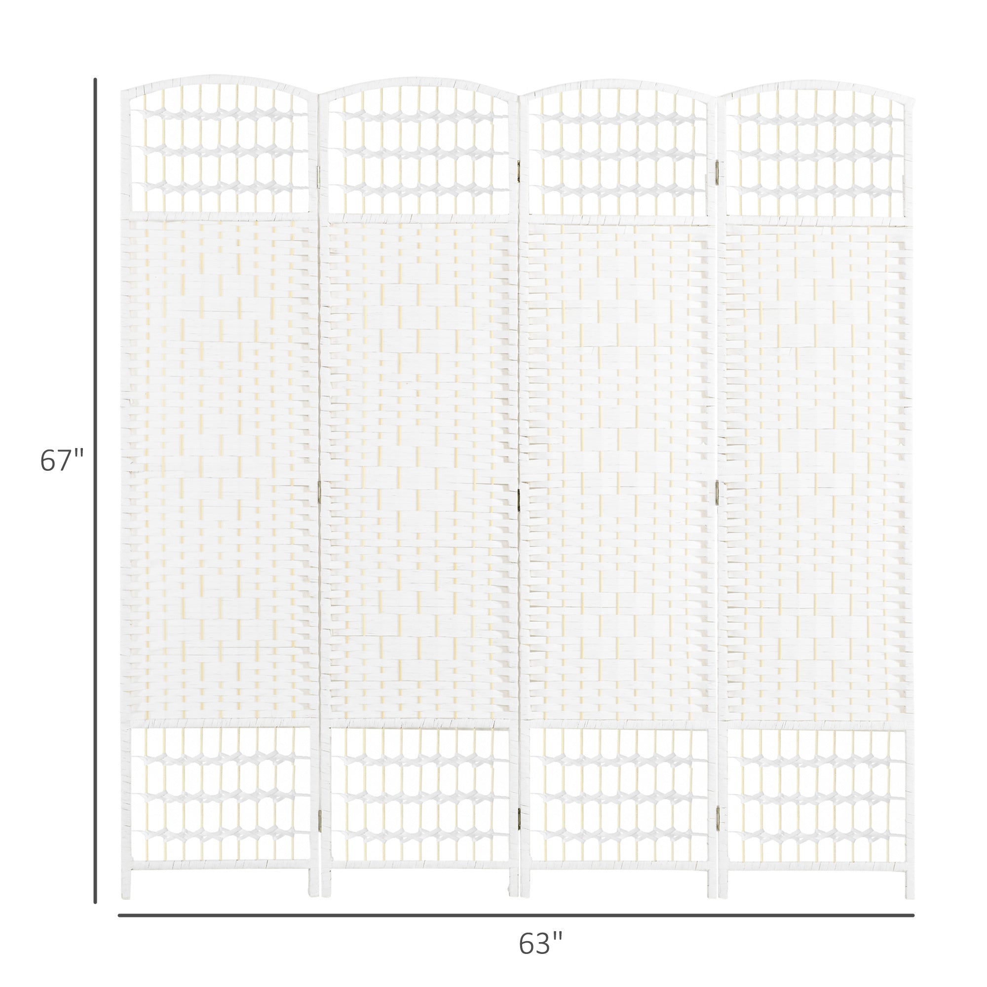 4 Panel Room Divider, Folding Privacy Screen, 5.6' Room Separator - White