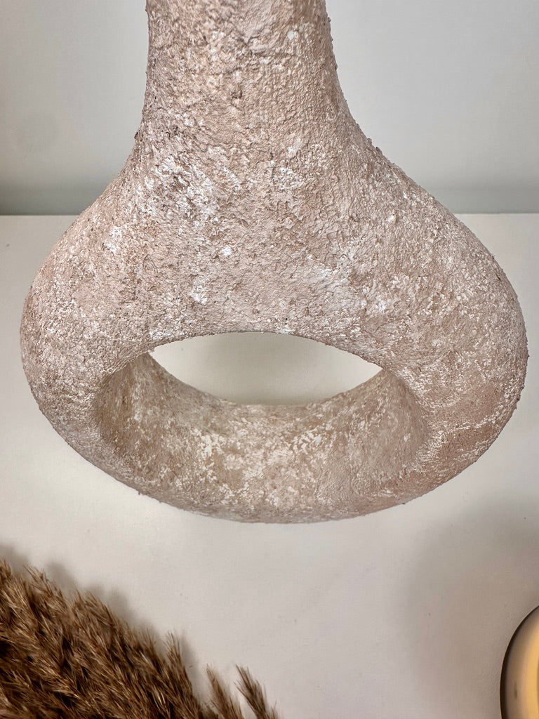 Abstract Art Sculptural Textured Hand-Painted Vase 13" - Beige washed