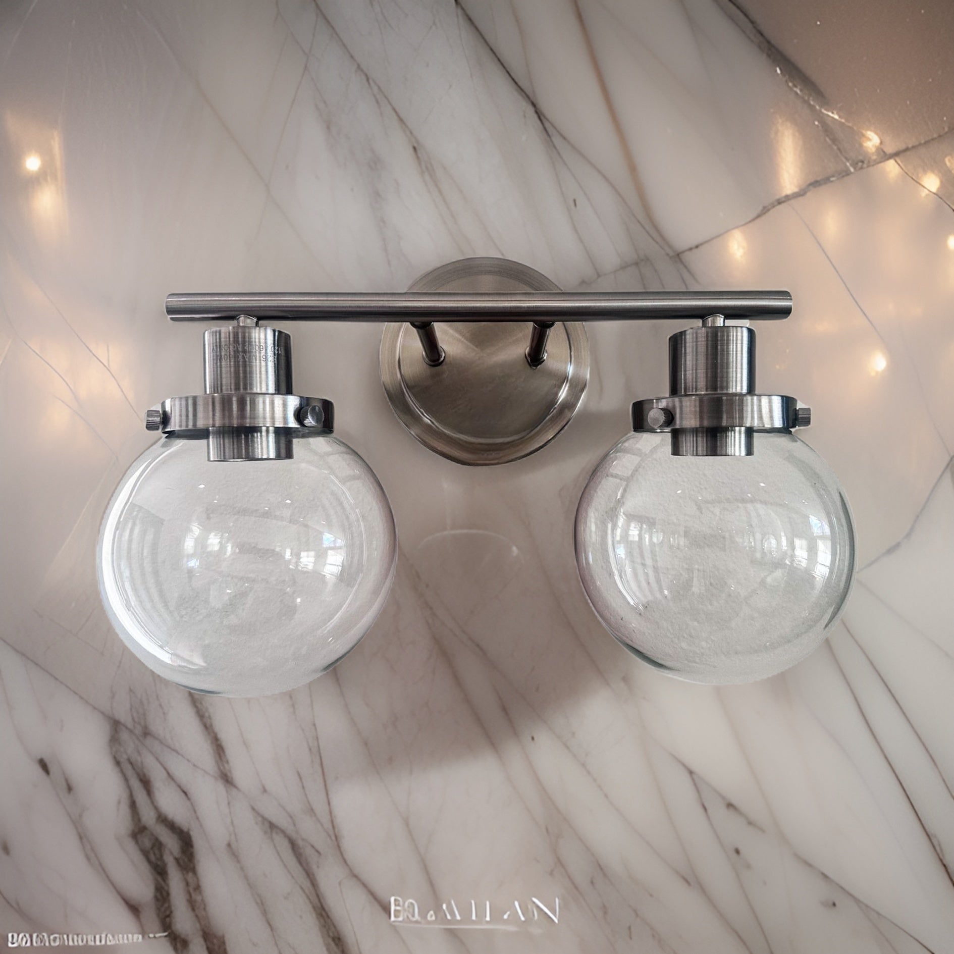 Bathroom Vanity Light Fixtures, 2-Light Black Wall Sconce Lighting Wall Lamp with Clear Glass Shade, Vintage Wall Mounted Lights Bathroom Lights