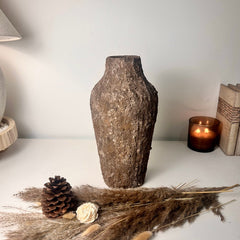 Rustic Tree Style Textured Hand-Painted Ceramic Vase 13" tall - Dark Brown
