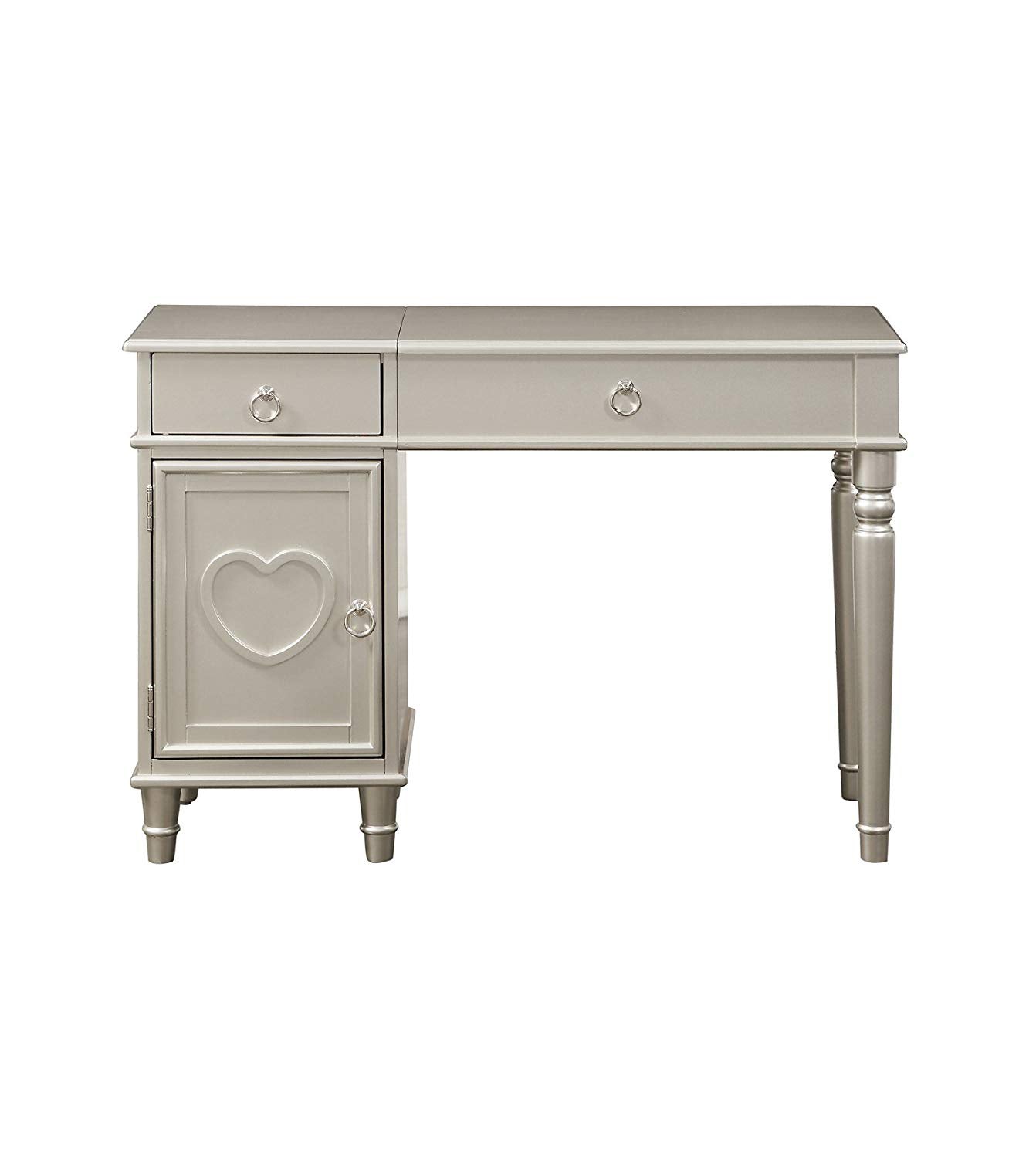 Vanity Set Featuring Stool And Mirror Silver