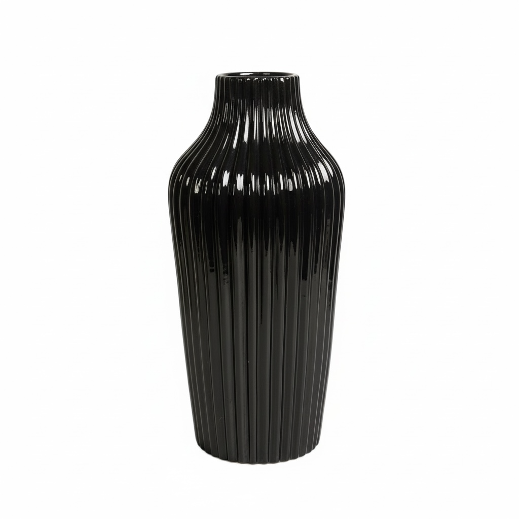 Elegant Black Glossy Vase 13 in tall