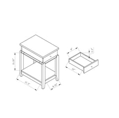 Side End Table with One Drawer and Bottom Shelf, Accent Table White Oak