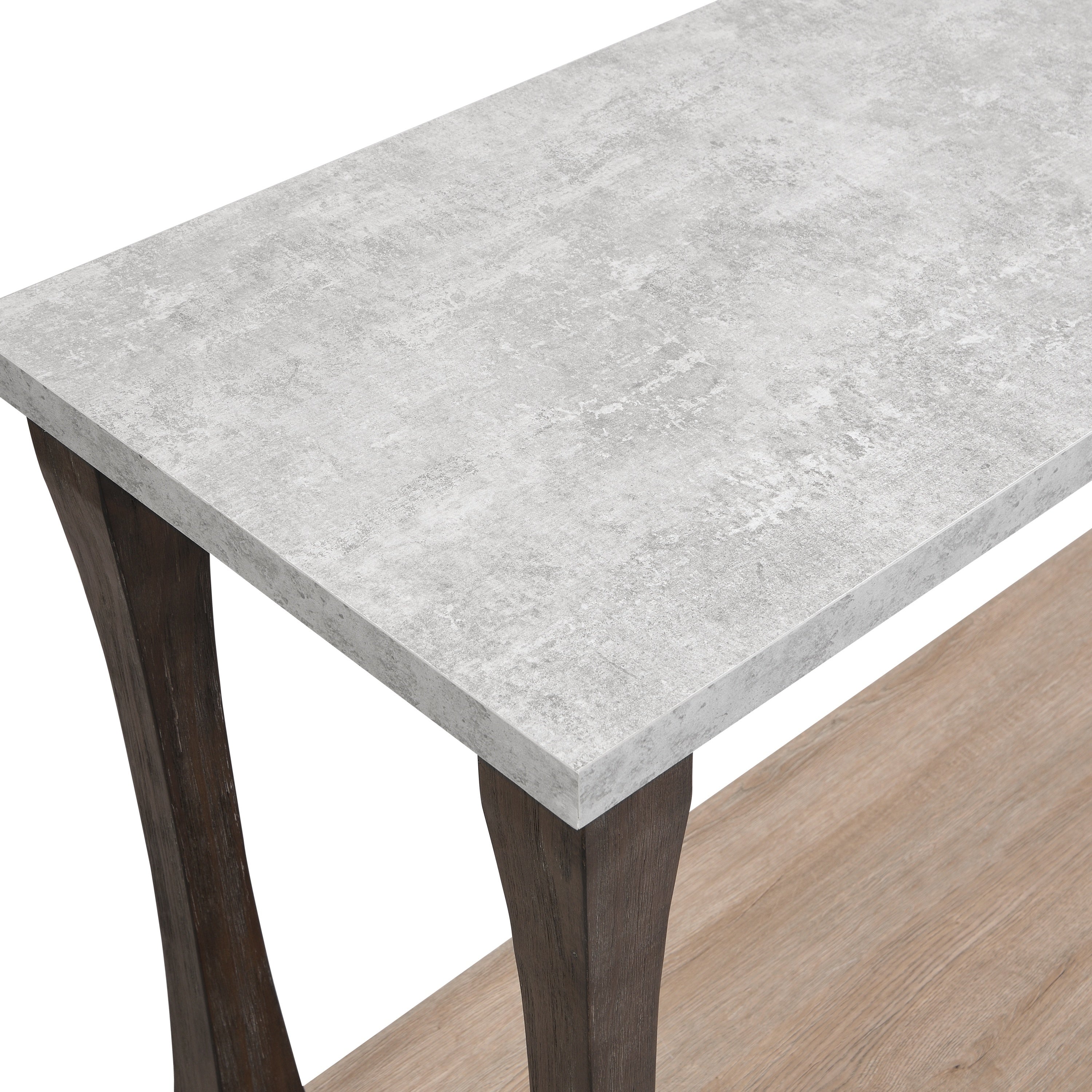 Mid-Century Console Table for Entryway, Wood sofa Table with 2-Tier Storage Shelf, 48 inch Long Rectangle -Grey Tabletop