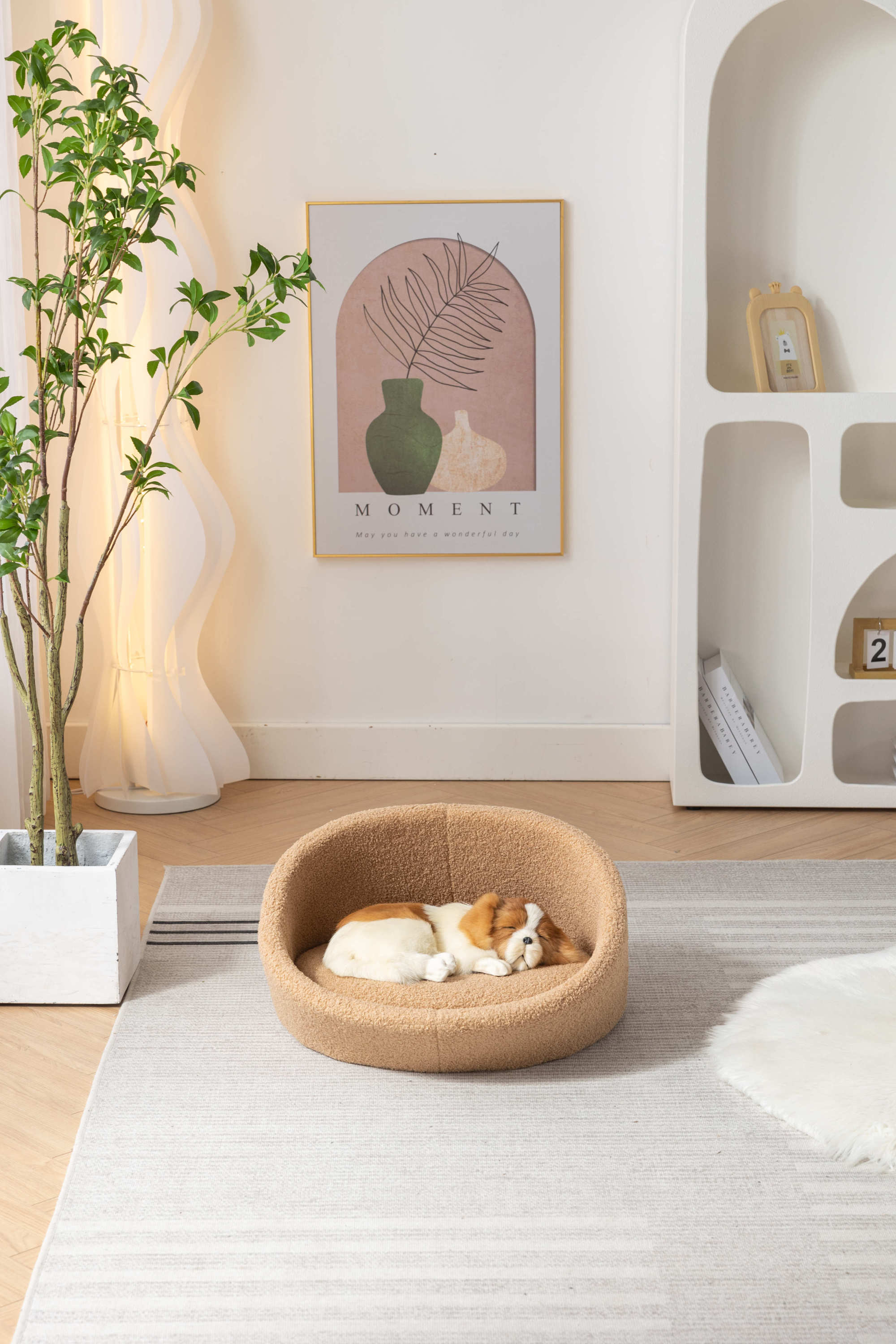Cat Bed Pet Sofa With Solid Wood frame, Cashmere cover, Mid Size - Brown color