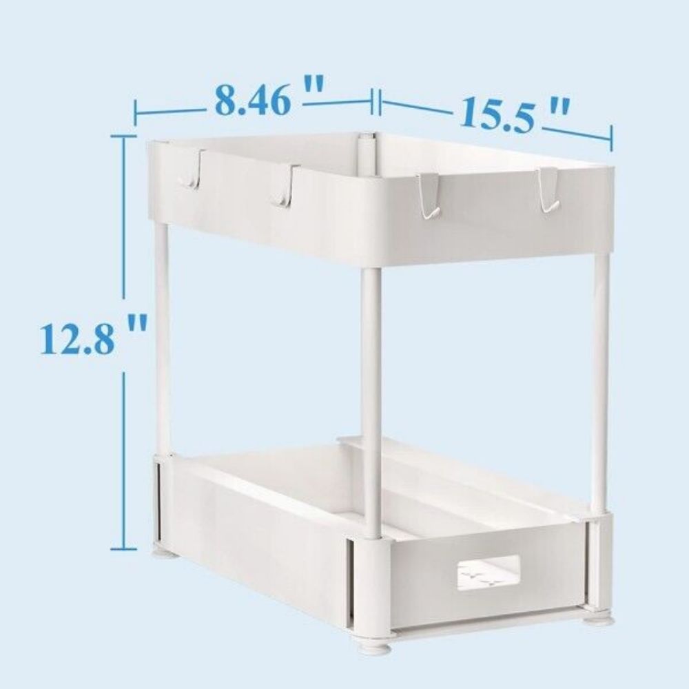 2 Pack Under Sink Organizers and Storage Bathroom Organizer Under Sink, Pull Out Cabinet Organizer for Kitchen Bathroom Sink Storage - White