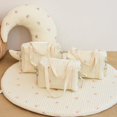 Quilted Cotton Baby Diaper Bag, Stroller Bag, Adjustable Straps