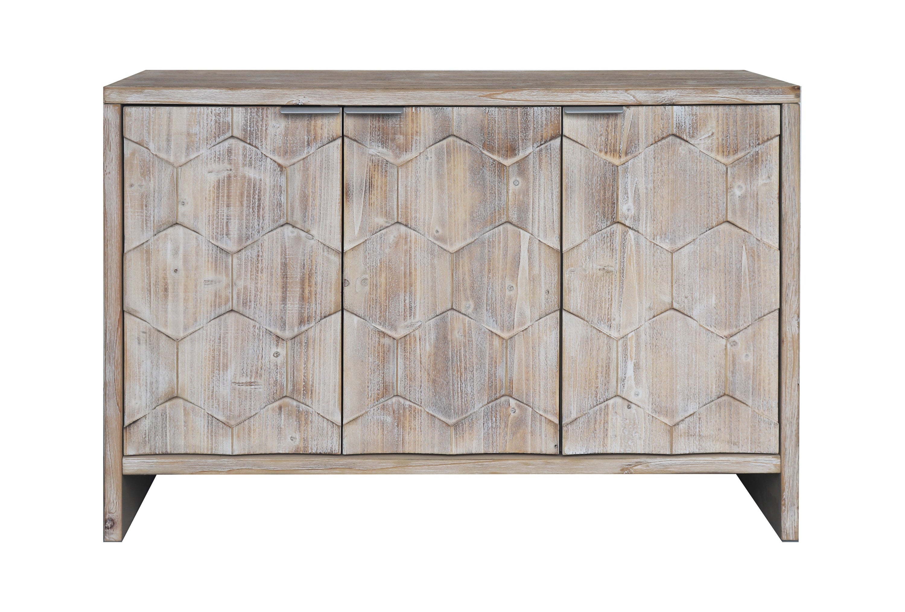 Accent Cabinet Farmhouse Style 3 Door Wooden - Natural Wood Wash