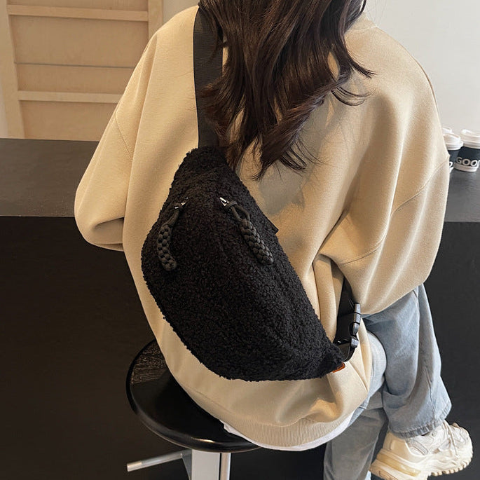 Cozy Sherpa Plush Crossbody Bag Large Capacity