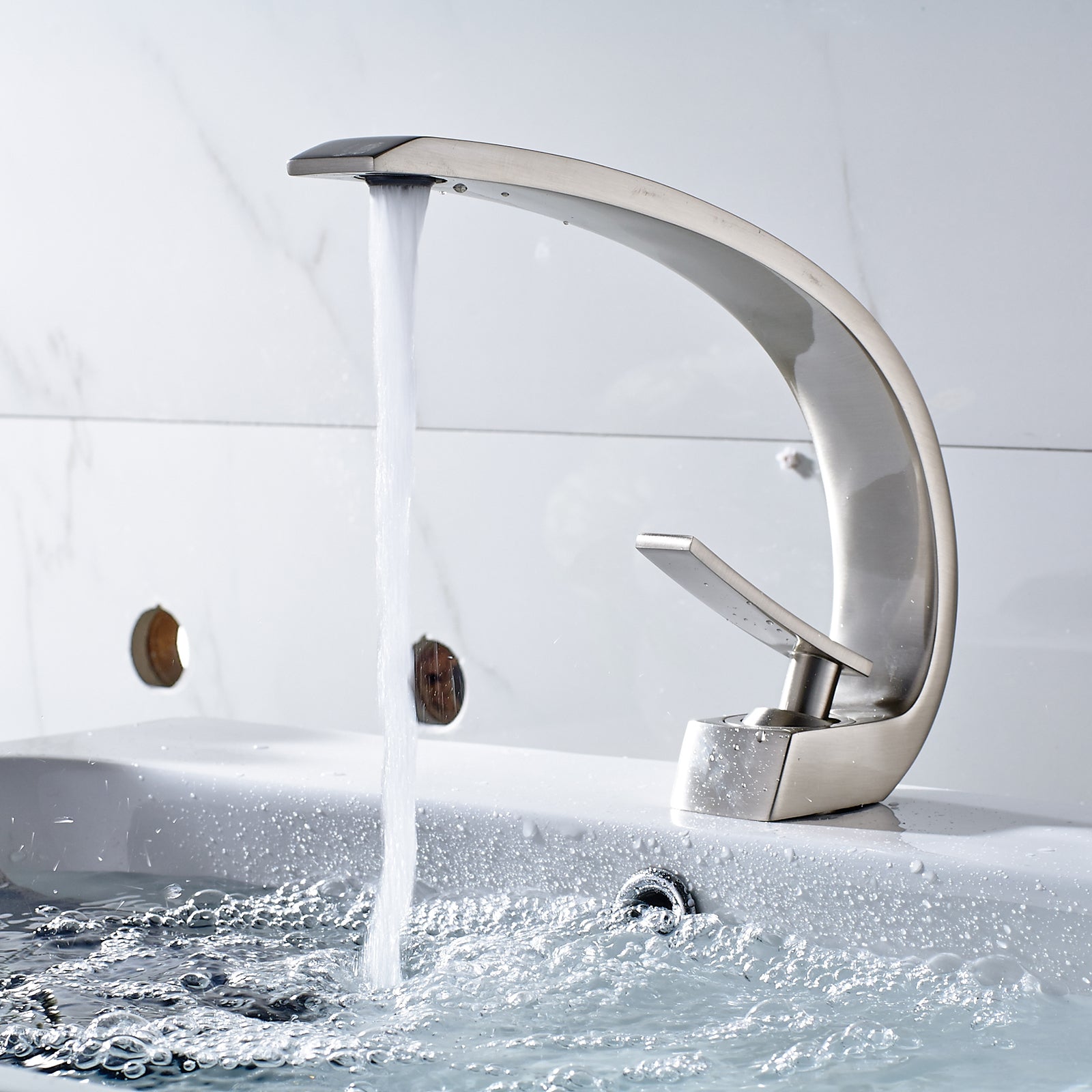Contemporary Brushed Nickel Bathroom Faucet