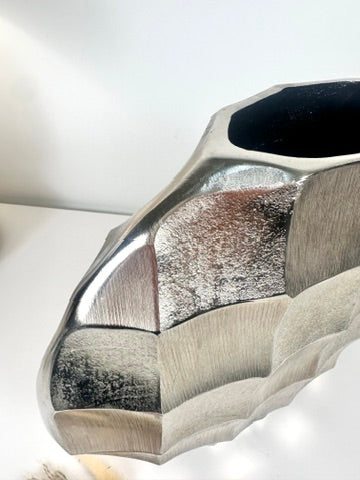 Art Piece Metallic Vase Silver 13.5" tall