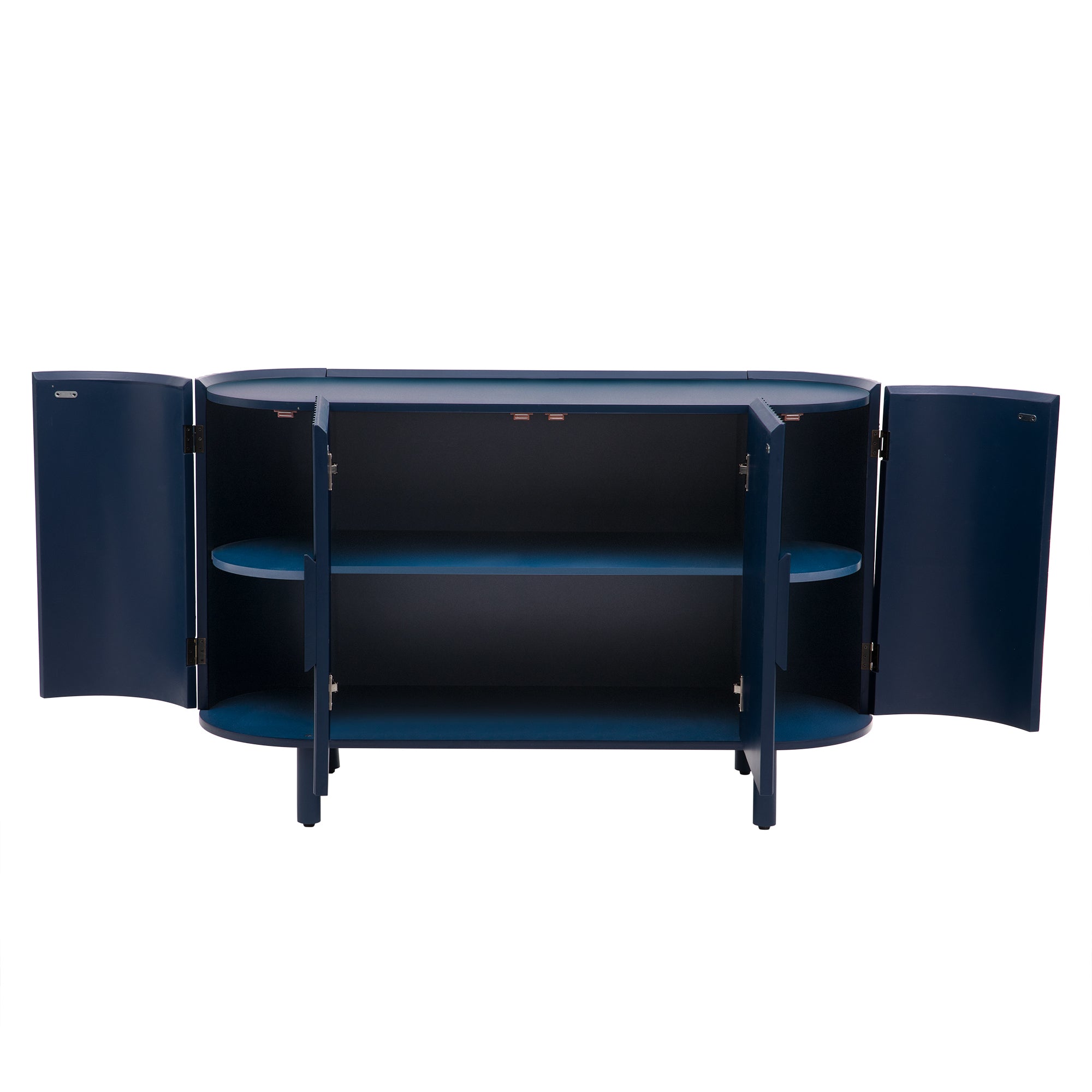 Curved Design Light Luxury Sideboard with Adjustable Shelves - Blue