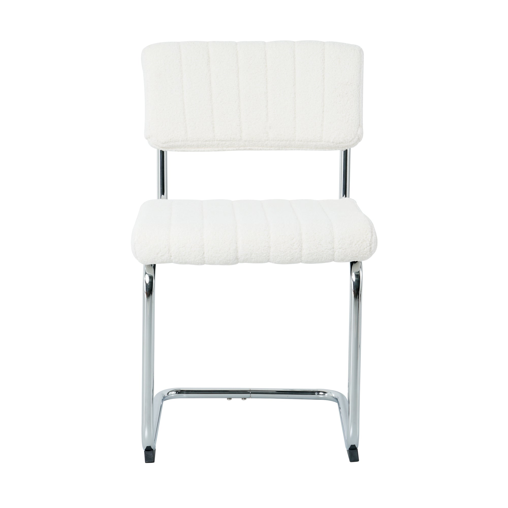 Luxury Dining Chairs with Silver Metal Legs (Set of 4) - White