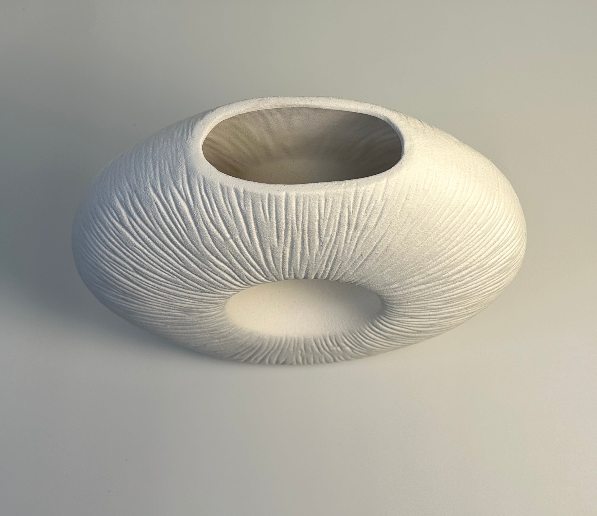 Minimalist Contemporary White Ceramic Vase 14 Inch