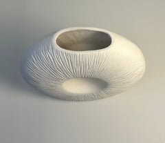 Minimalist Contemporary White Ceramic Vase 14 Inch