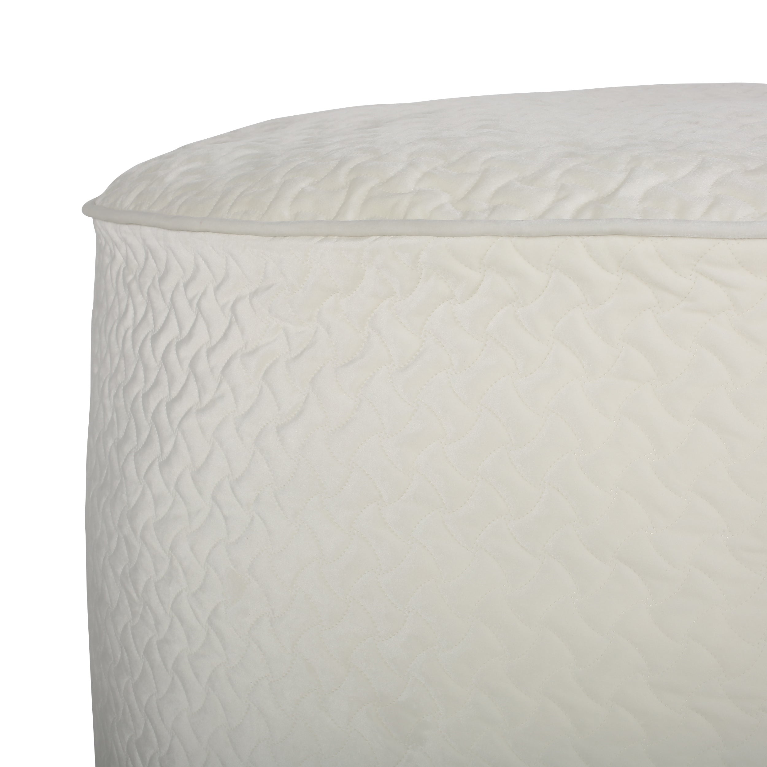 Glam 4 Foot Velvet Quilt Patterned Beanbag - Ivory