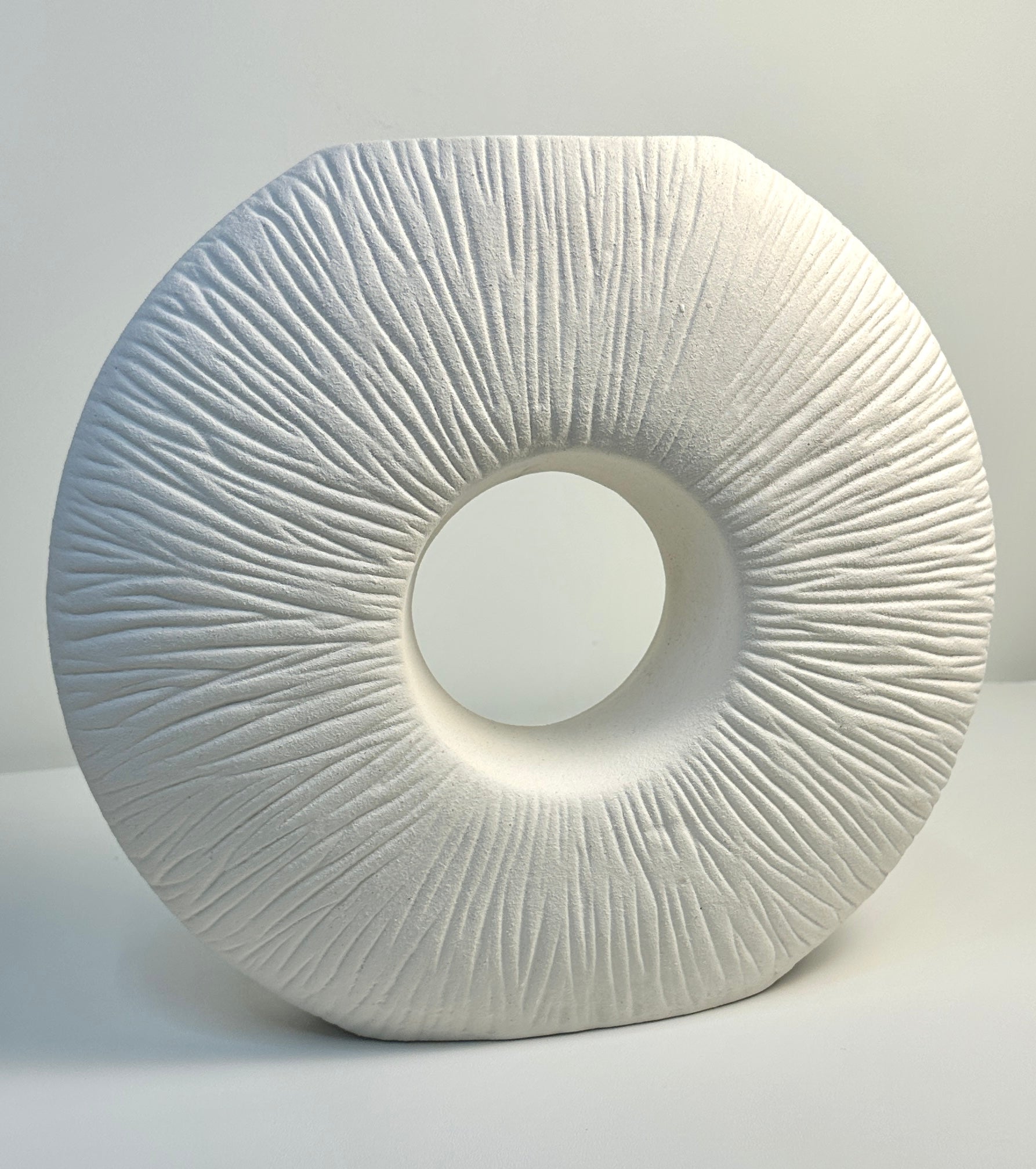 Minimalist Contemporary White Ceramic Vase 14 Inch