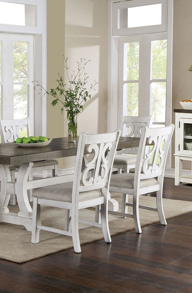 Distressed White 2pcs Dining Chairs