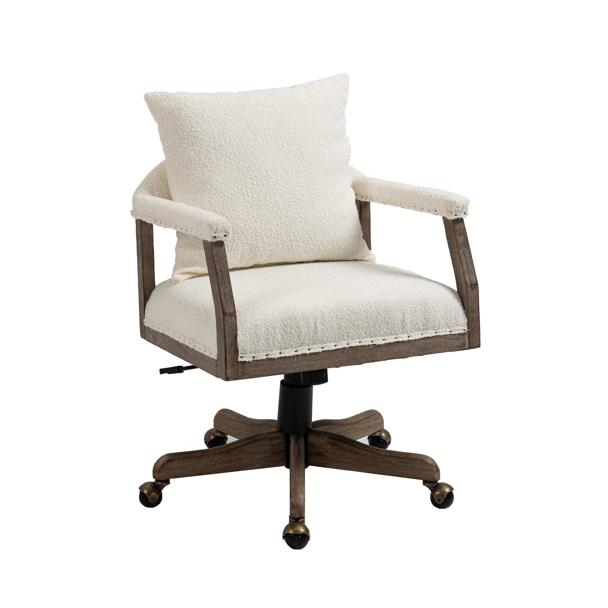 Office Chair Adjustable Swivel Chair Fabric Seat Home Study Chair - Beige